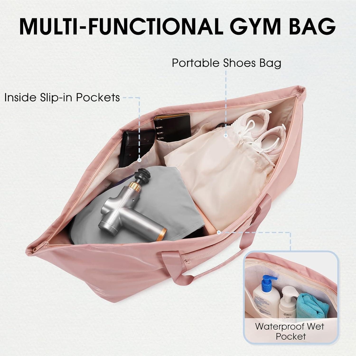 LuxusKollektion Yogatasche Große Sporttasche Damen Yoga Reisetasche mit Schuhfach Nassfach Pink