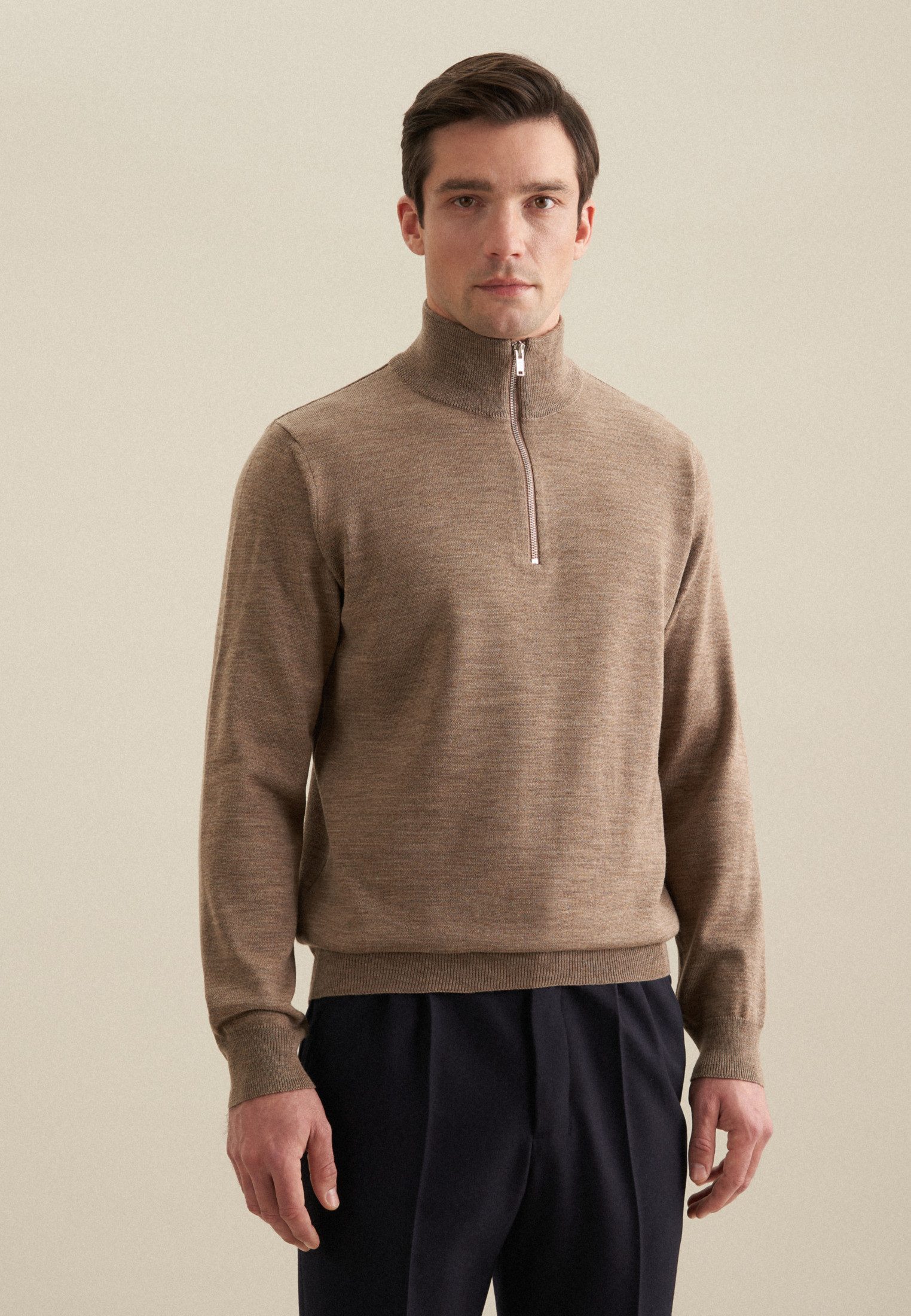 seidensticker Strickpullover Schwarze Rose Quarter Zip günstig online kaufen