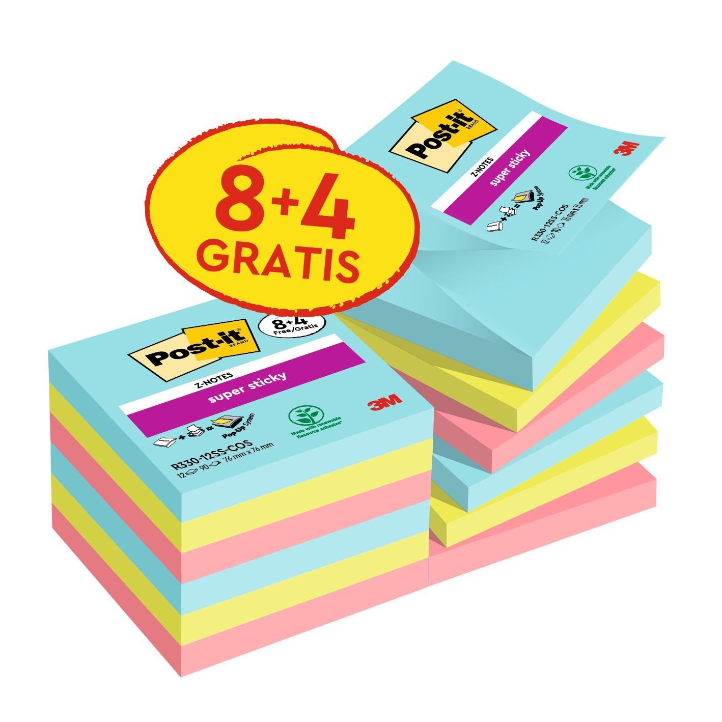 Notizblock Haftnotizblock Super Sticky Z-Notes Cosmic Collection - 76 x 76 mm sor