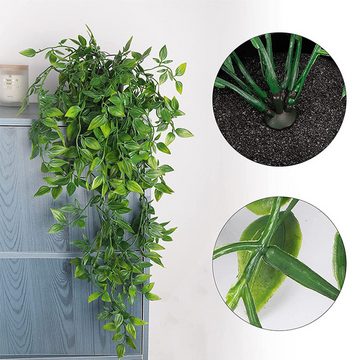 Kunstpflanze 3 Stück Künstliche Hängepflanzen Eukalyptus Blätter mit Töpfen, HIBNOPN