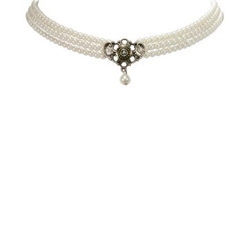 Alpenflüstern Collier Trachten-Perlen-Kropfkette Hedwig (creme-weiß), - nostalgische Trachtenkette Damen-Trachtenschmuck Dirndlkette