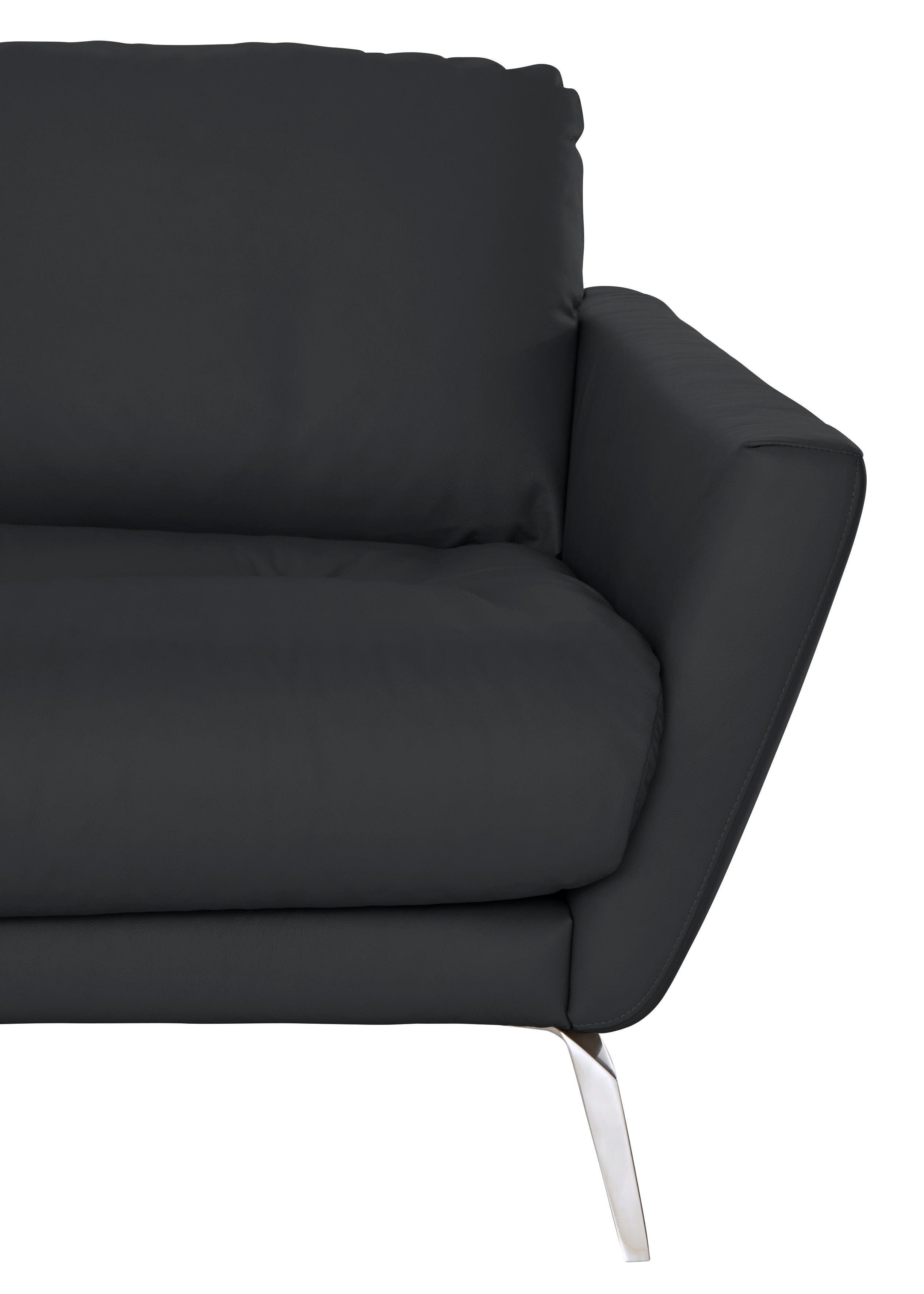 Big-Sofa Chrom mit W.SCHILLIG im dekorativer Heftung glänzend softy, Füße Sitz,