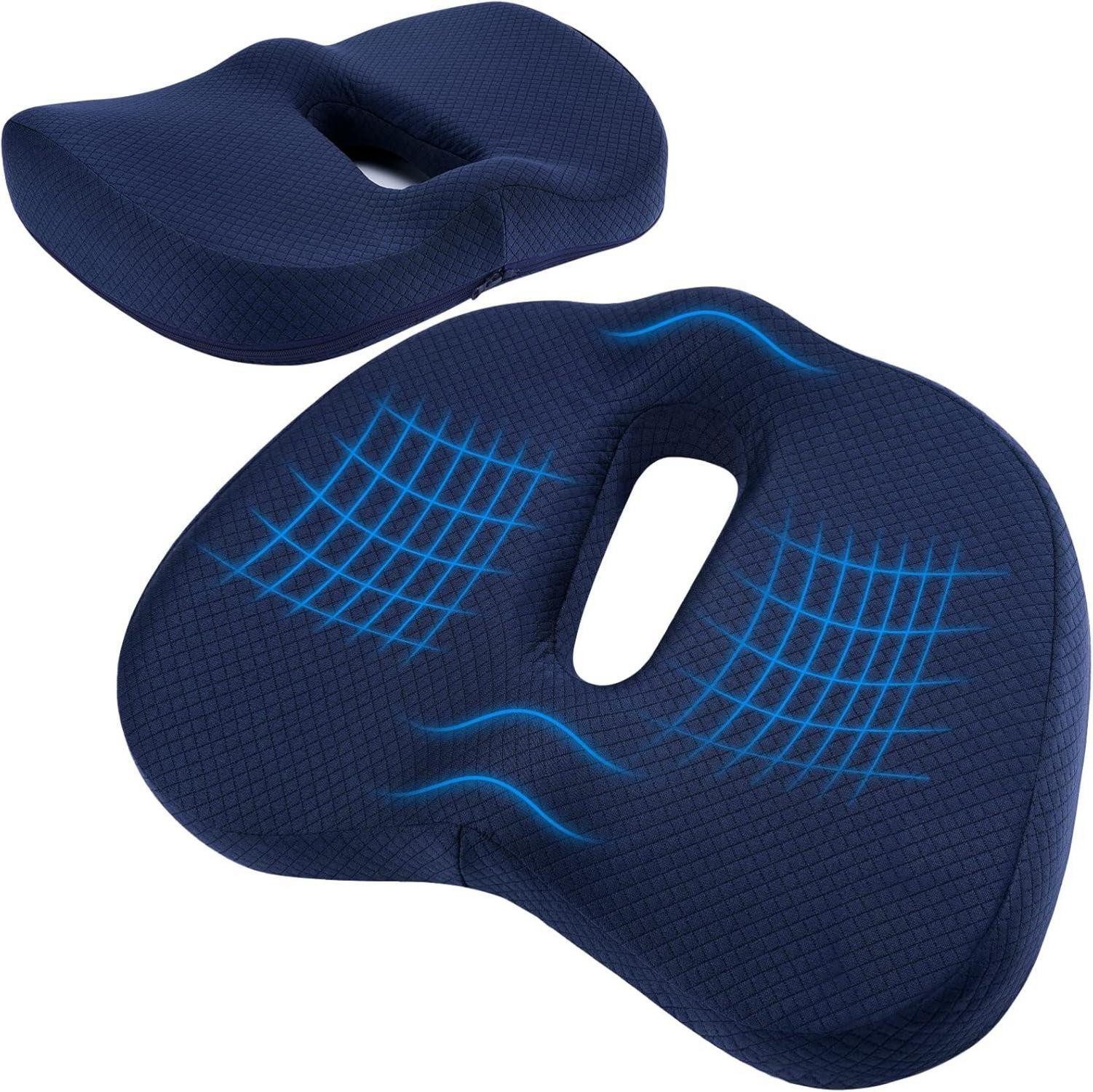 Sitzkissen Orthopädisches Memory-Schaum Sitzkissen für Steißbein Ischias Blau
