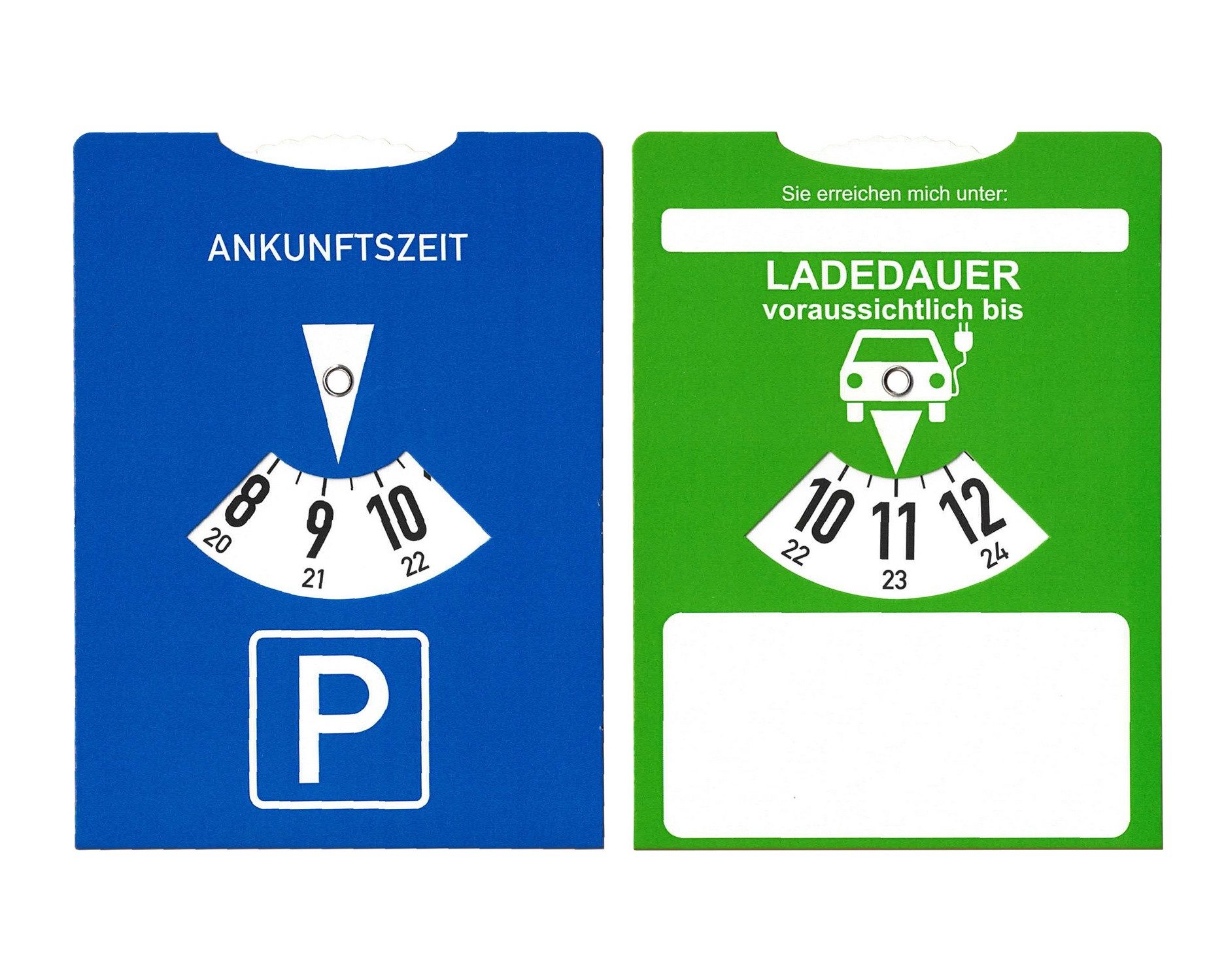 Best Offer Parkscheibe Parkscheibe für E-AUTO mit rückseitiger Ladedaueranzeige