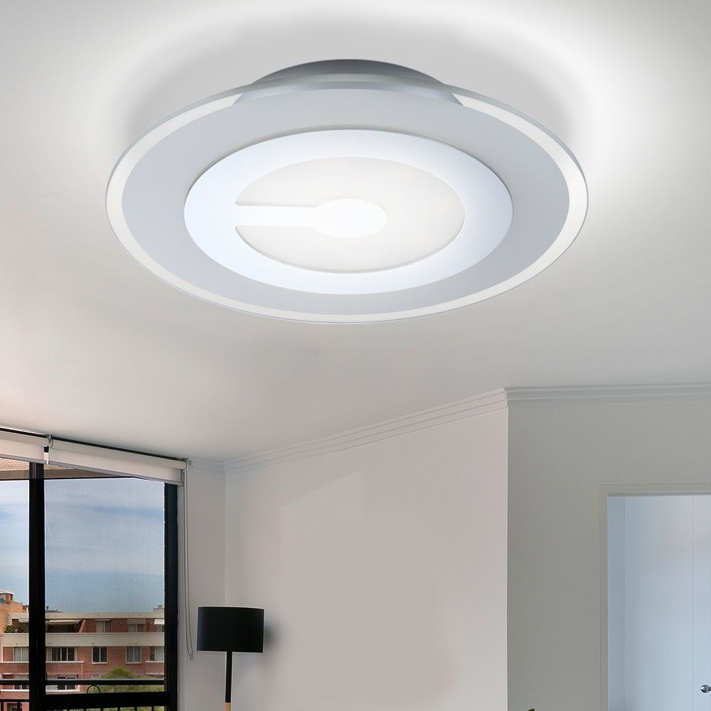 Globo 9 Deckenleuchte, satiniert fest LED verbaut, Watt weiß Gästezimmer LED-Leuchtmittel Warmweiß, Glas LED Decken Leuchte Chrom