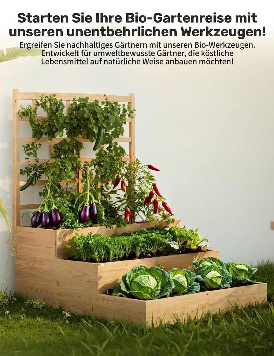 GarveeMore Hochbeet 3-stufiger Pflanzkasten Blumenkasten Gemüsebeet 114x115x115cm – Bild 4 von 5