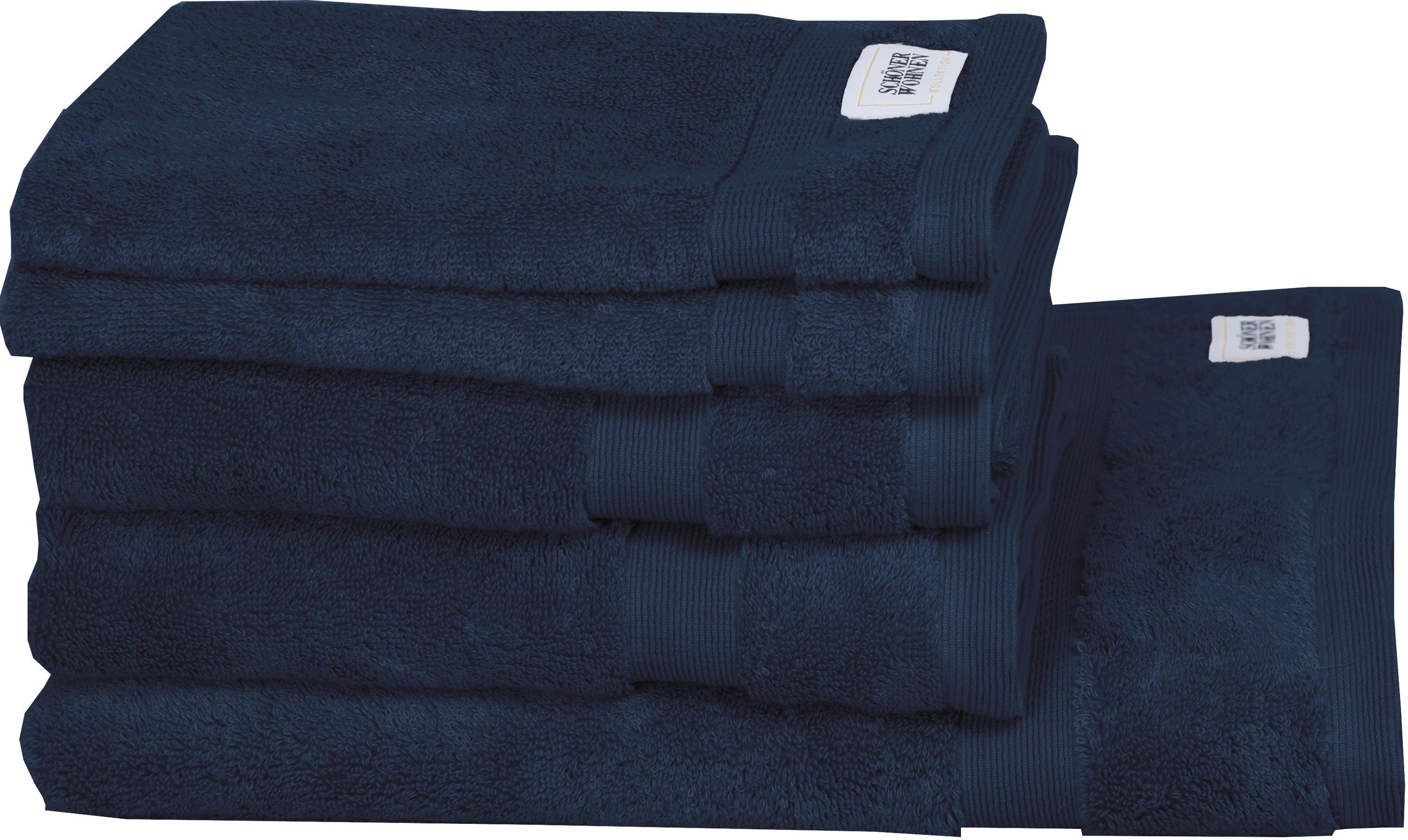 SCHÖNER WOHNEN-Kollektion Handtuch Set Cuddly, Frottier, (Set, 5-tlg), schnell trocknende Airtouch-Qualität marine | Handtuch-Sets