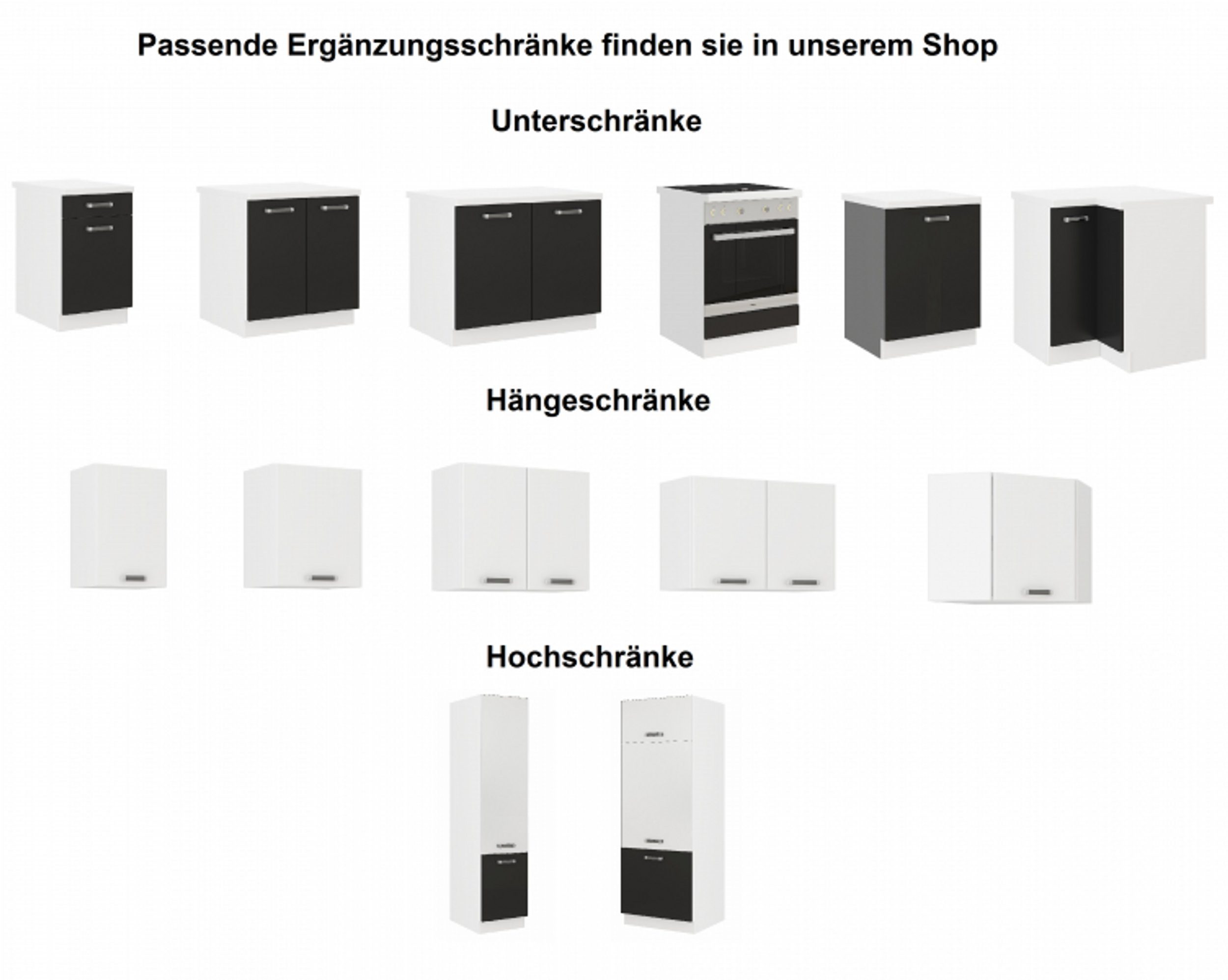 Weiss Herdumbauschrank 60 Schwarz Küchenzeile OMEGA Küchen-Preisbombe Herdunterschrank Küche Küchenblock