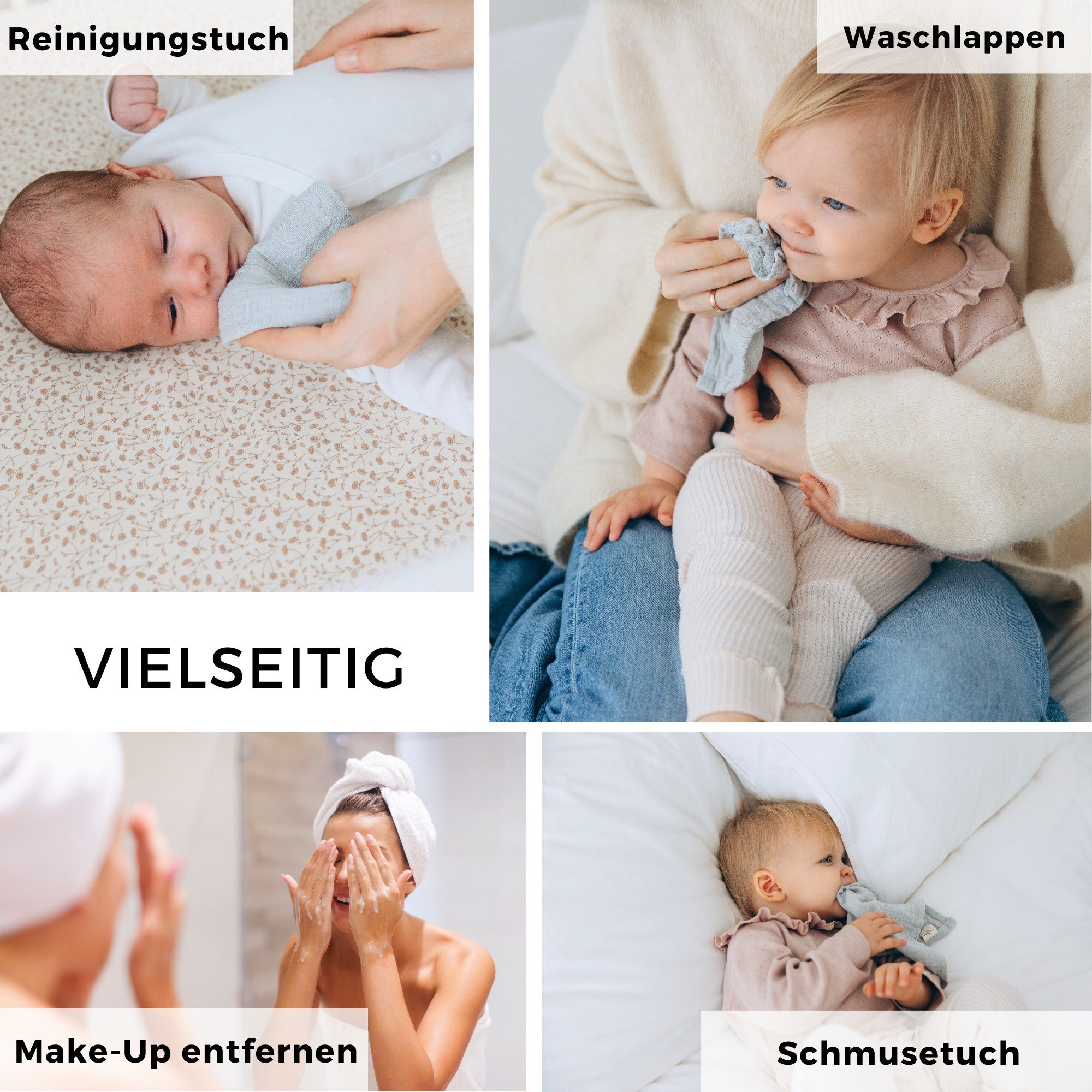 furora BABY Spucktuch Baby Mulltücher Sets (Bio-Musselin: super soft) 80x80cm oder 25x25cm, Sehr weich