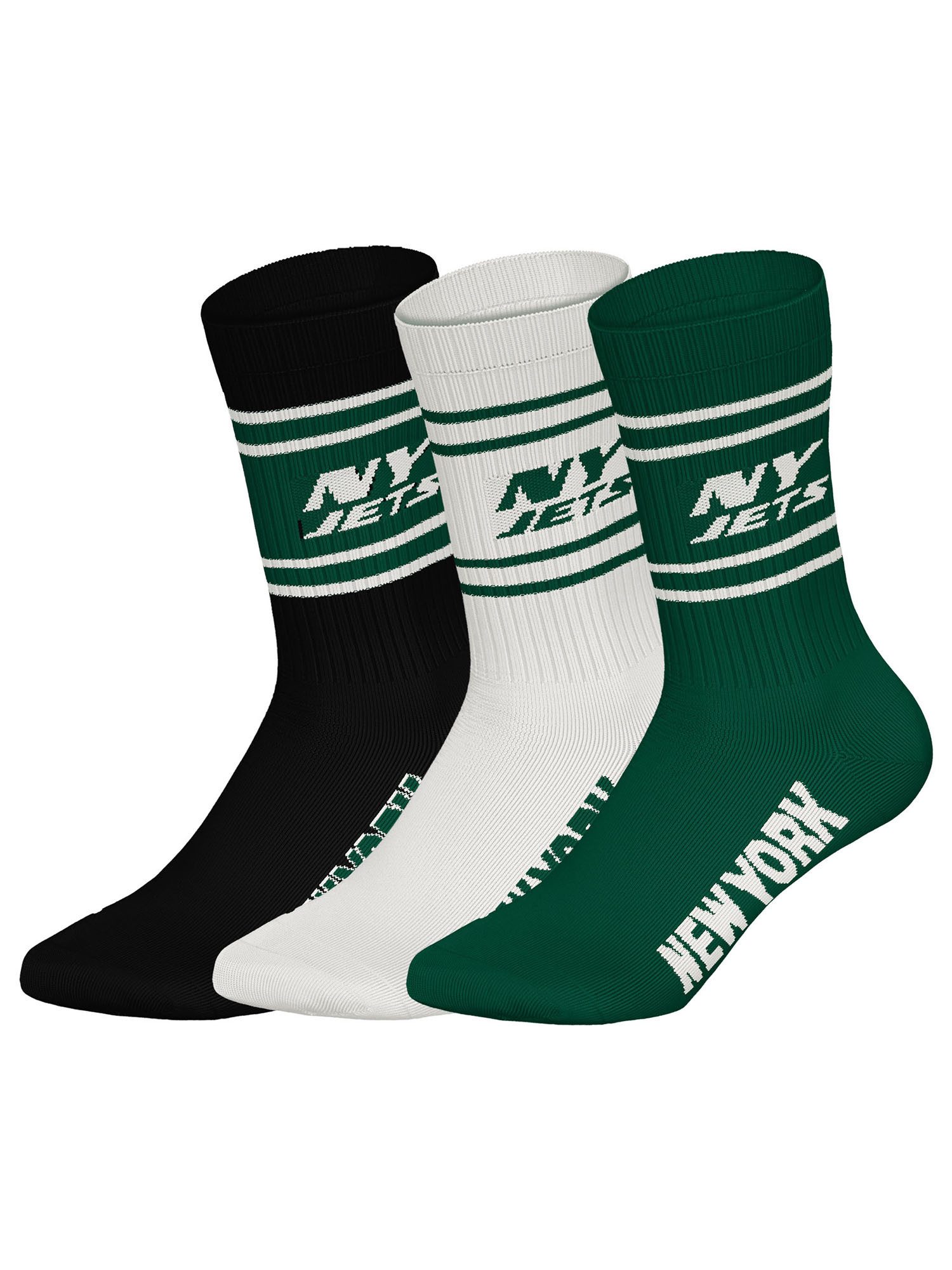 NFL Freizeitsocken NY Jets Crew (3-Paar) Casual Socken, Alltagssocken