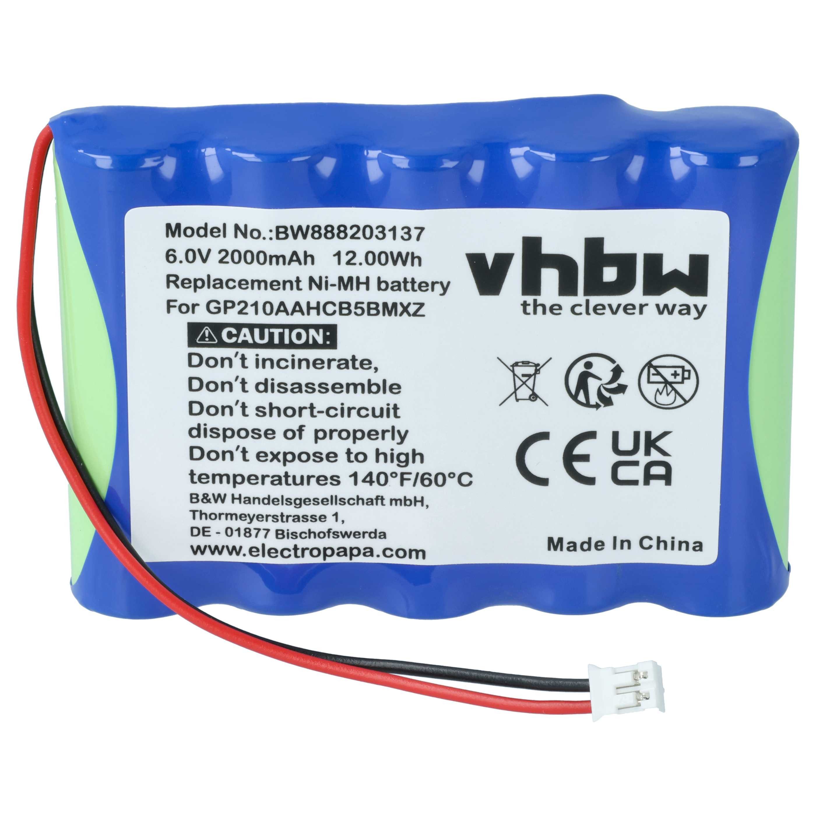 vhbw Akku Ersatz für VDW GP210AAHCB5BMXZ für Medizin (2000 mAh, 6 V, NiMH) Akku Akku NiMH 2000 mAh (6 V, 1 St), Leistungsfähiger Austausch-Akku für Ihr medizinisches Gerät