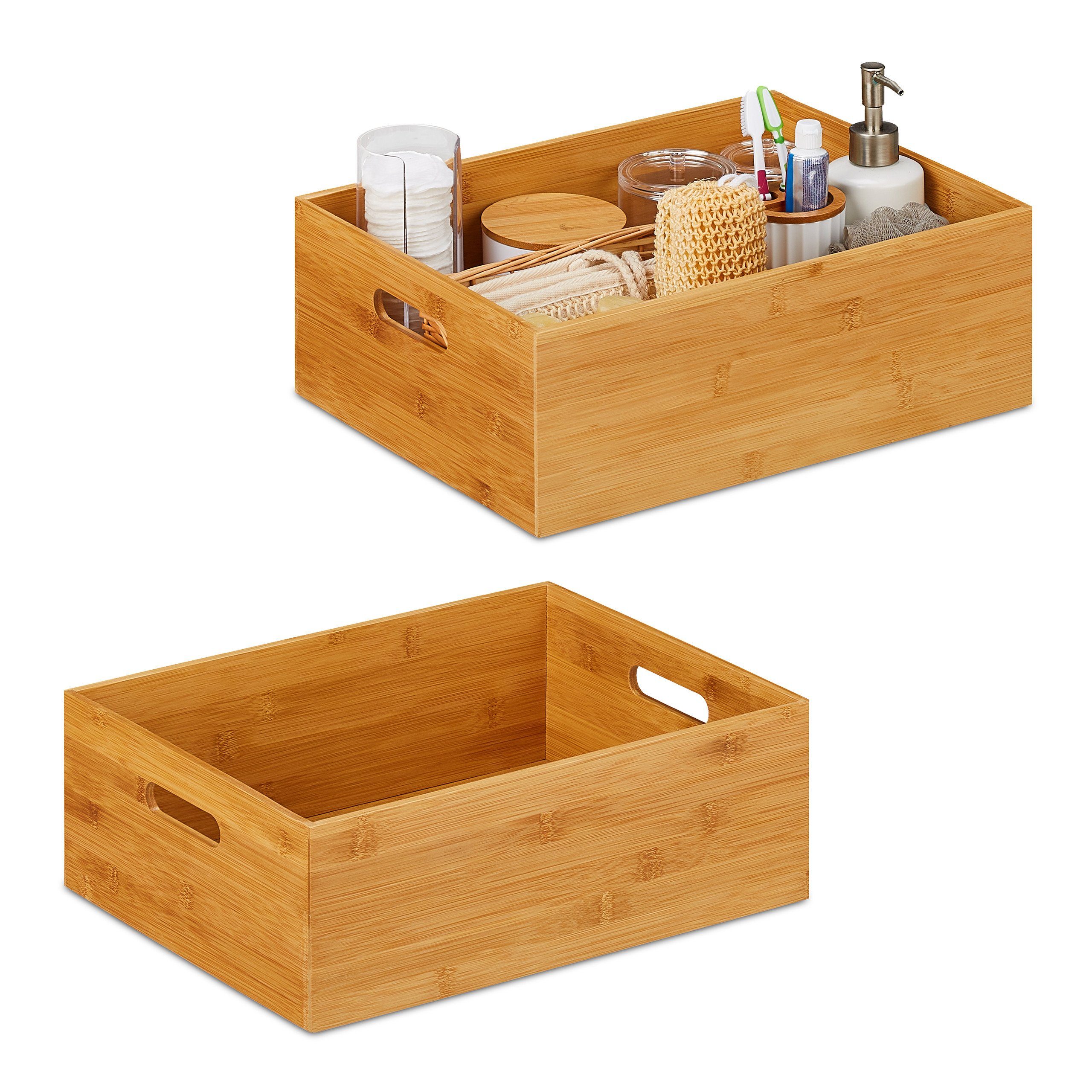 Bambus Aufbewahrungsbox Mit Zahlenschloss, Violett - Inkl. 3 Gläser, Bürste & Röhrchen