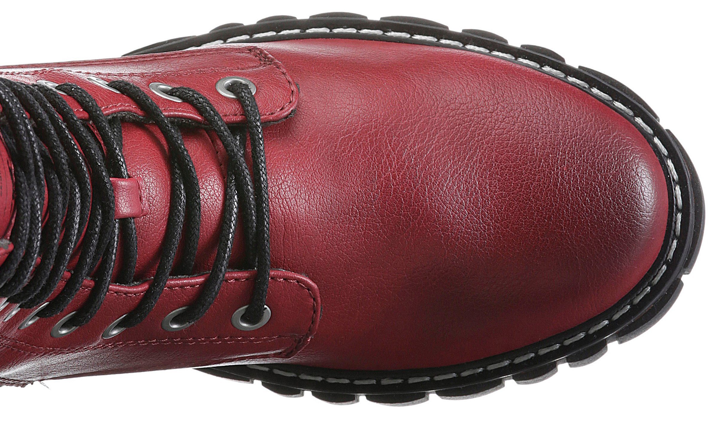 Mustang Shoes Schnürboots mit Profilsohle rot