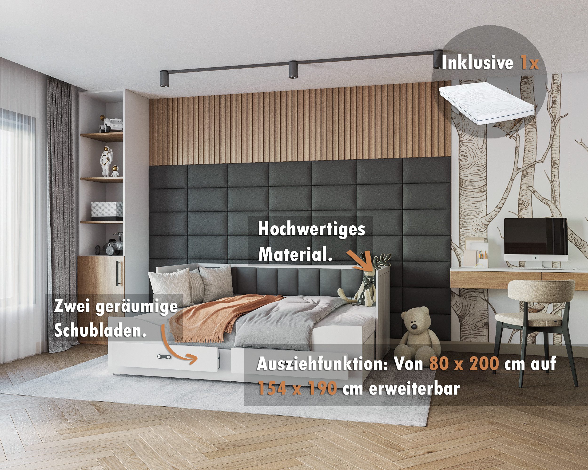 AJKmeble Funktionsbett mit zwei Schubladen und günstig online kaufen