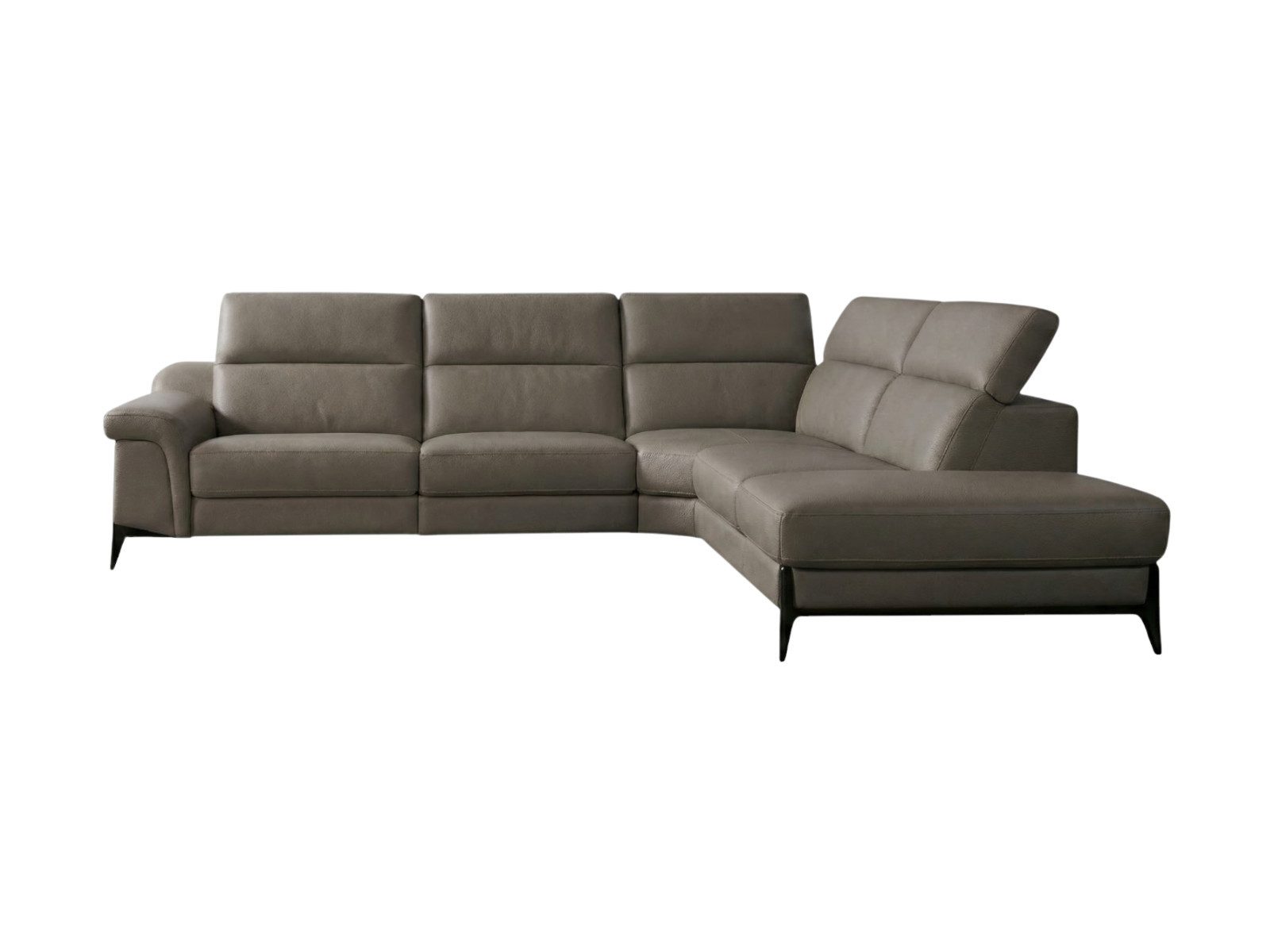 Villa Möbel Ecksofa Texas, L-Form 1 Teile, Echtleder-Ecksofa mit Kopfteilverstellung fürs Wohnzimmer