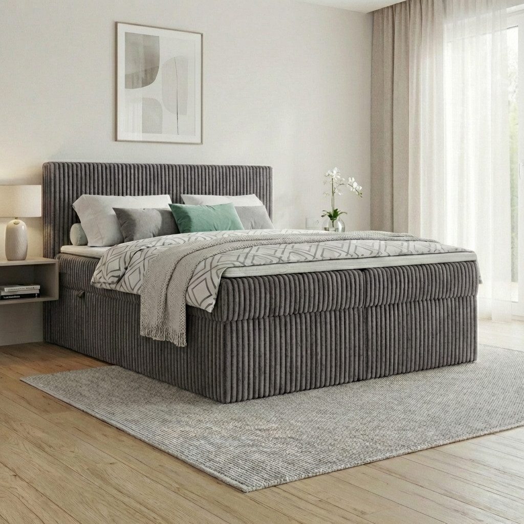 A&J MöbelLand GmbH Boxspringbett RALF mit Bettkasten, Topper und gepolstertem Kopfteil. (Boxspringbett mit Bettkasten und gepolstertem Kopfteil) – Bild 2 von 5