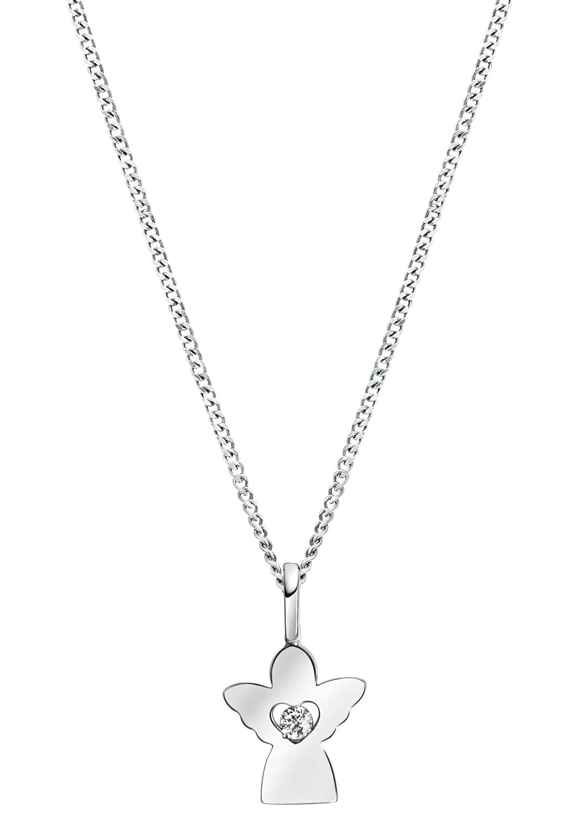 Firetti Kette mit Anhänger Schmuck Geschenk Silber 925 Halsschmuck Halskette Panzerkette Herz, mit Zirkonia (synth)