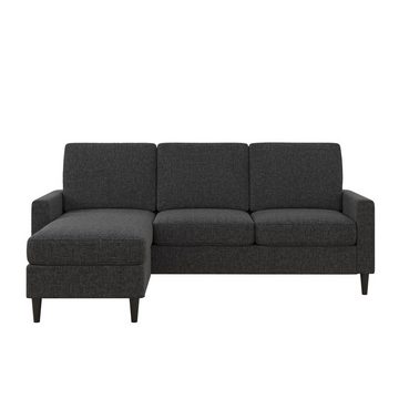 loft24 Ecksofa Kaci, 3-Sitzer Couch mit Recamiere, Stoffbezug, Breite ca. 206 cm