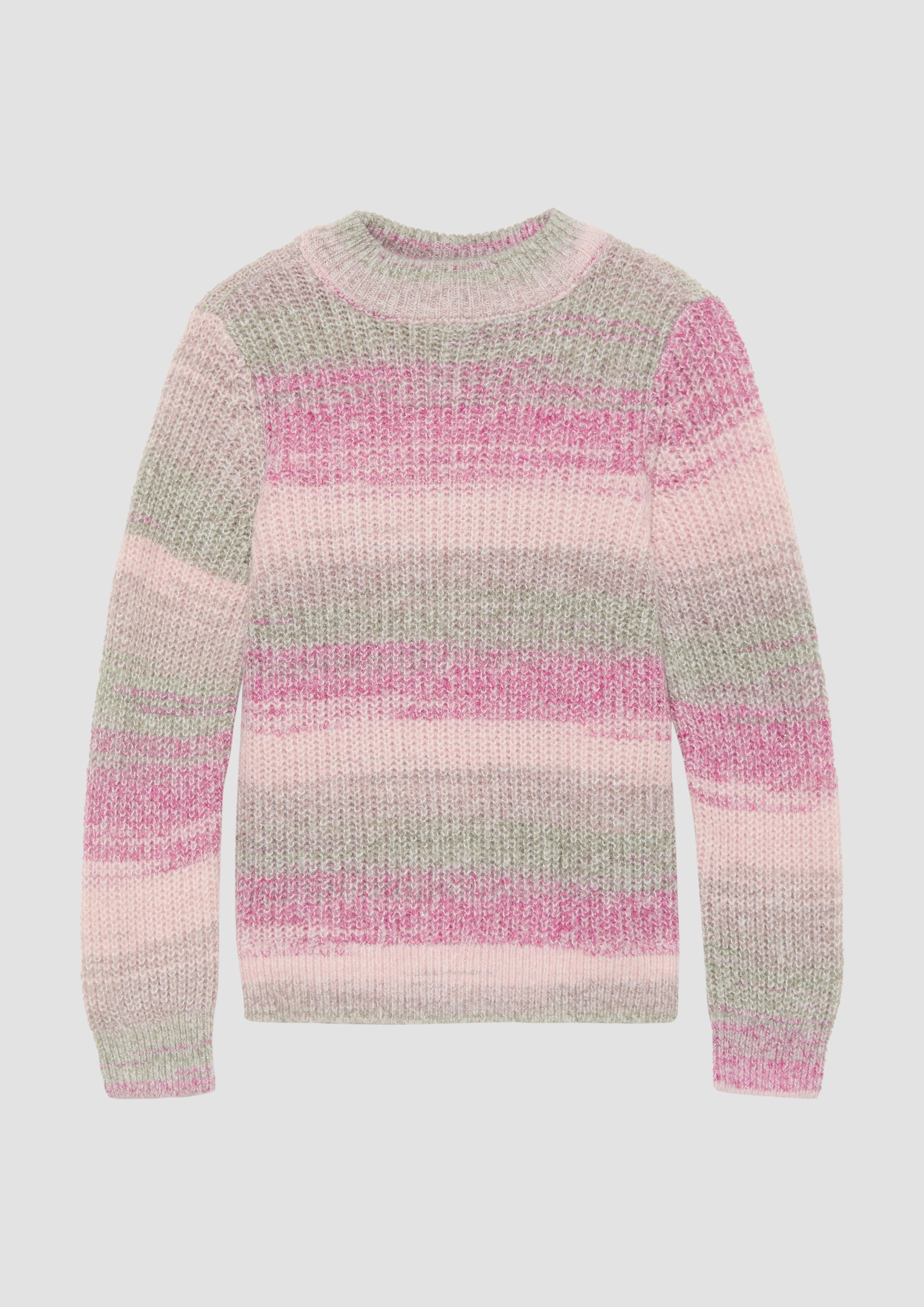 Strickpullover Melierter Strickpullover mit Stehkragen