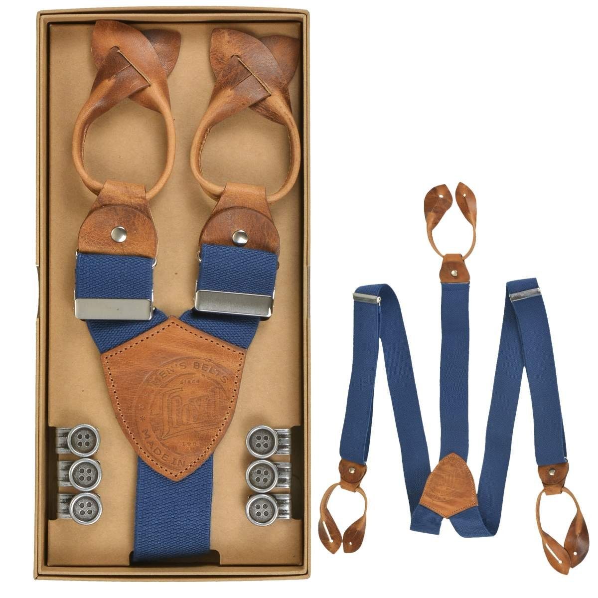 Herren, blau für Men’s breit Belts Holländer, Hosenclips, mit royal Bandbreite, LLOYD 35mm Casuals Hosenträger