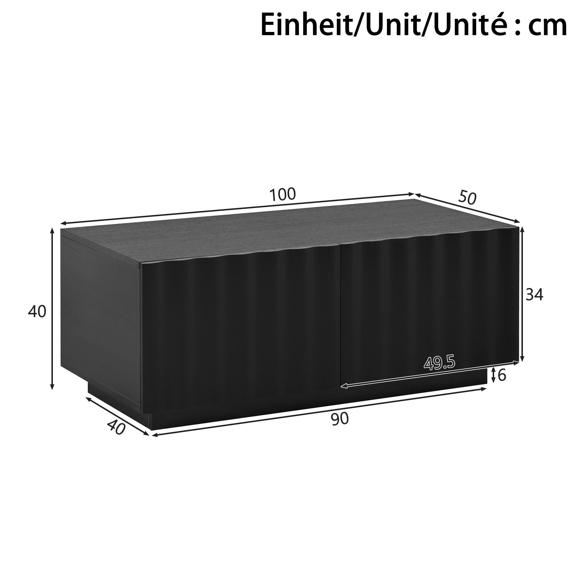 Merax Couchtisch mit Wellenmuster und 2 Schubladen (1-St), Wohnzimmertisch mit Stauraum, 100x50x40 cm – Bild 5 von 5