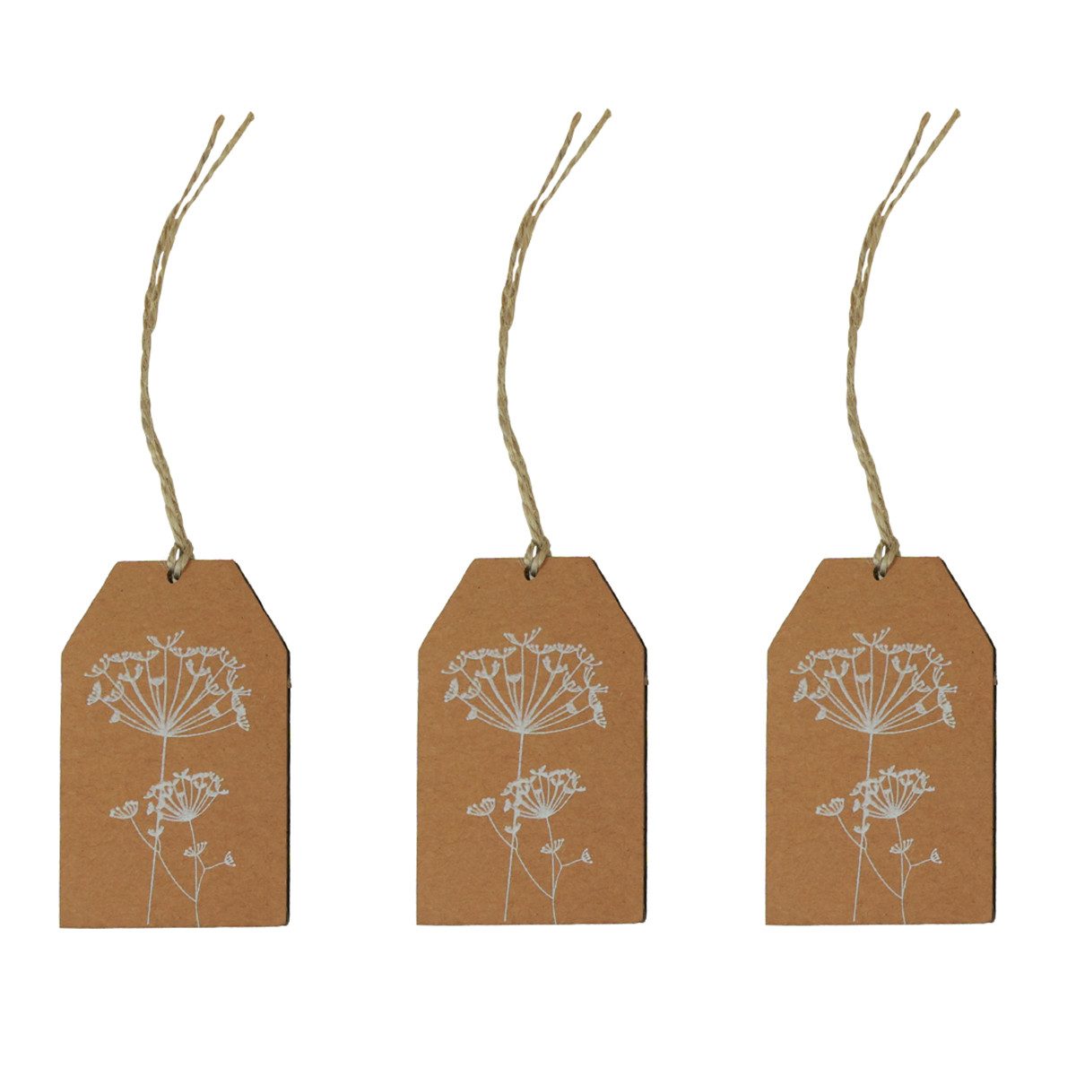 Florists Products Grußkarten Natürliche Geschenkanhänger Papier Braun Blumen 8x5cm 24 St
