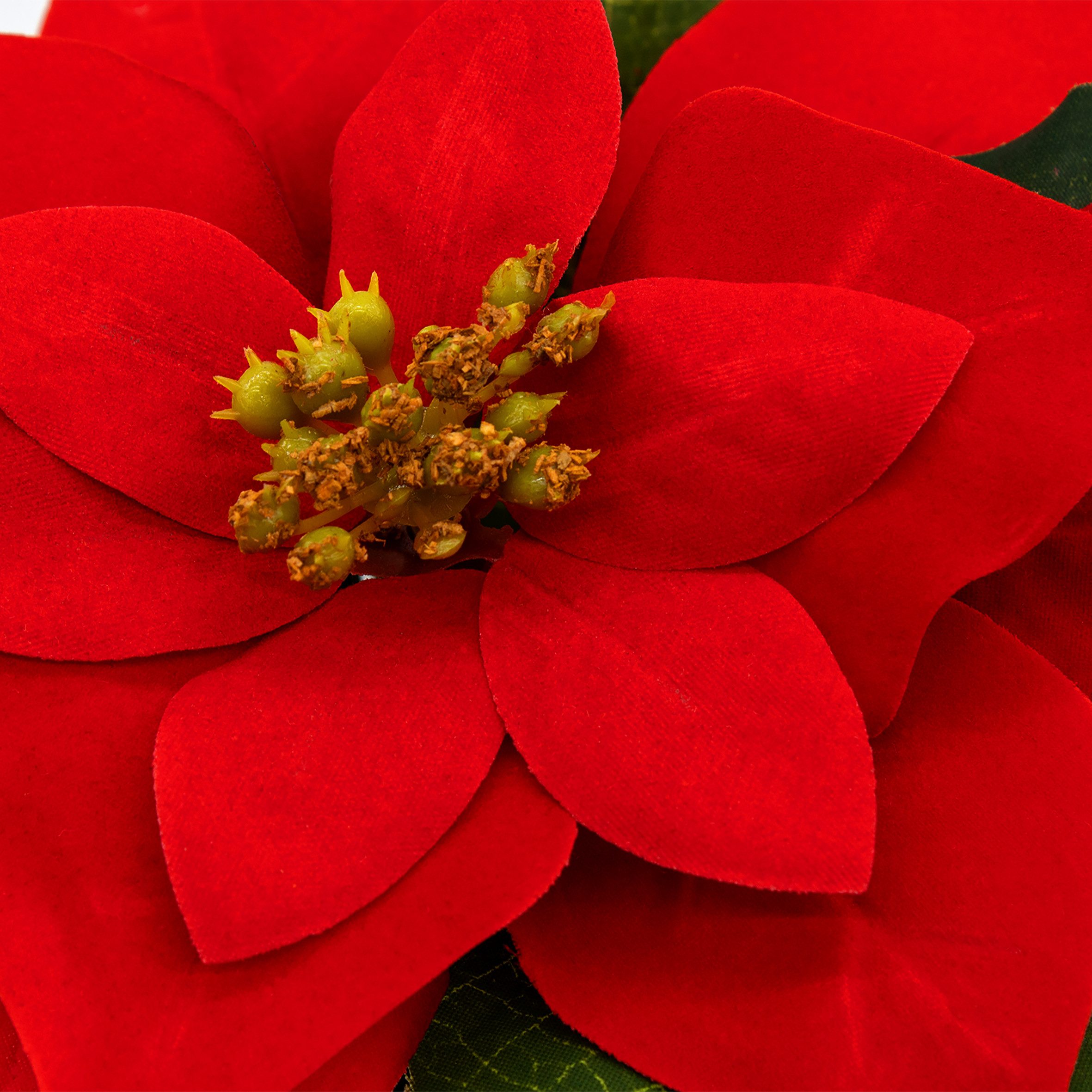 Winterliche Kunstpflanze im Blumentopf 20 cm Poinsettia, Spetebo, Höhe 8 cm, wirkt täuschend echt – Bild 4 von 5