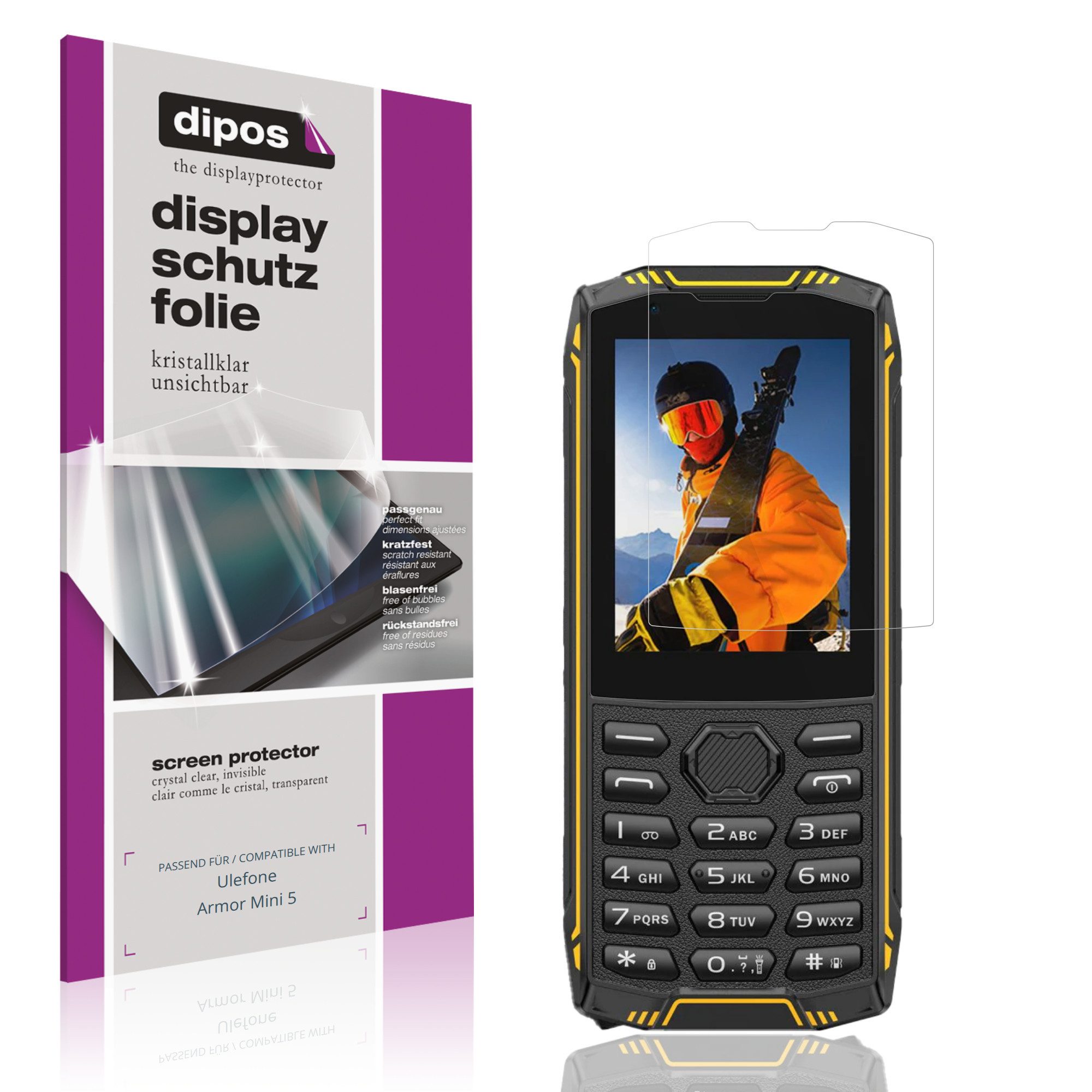 dipos Displayschutzfolie Schutzfolie für Ulefone Armor Mini 5, 4 Stück, Displayschutz Schutz Folie Made in Germany