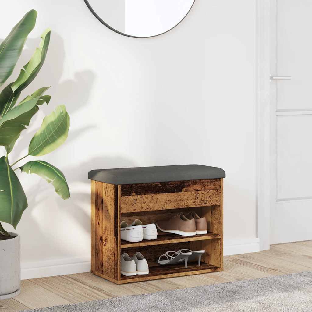 vidaXL Sitzbank Schuhbank Altholz-Optik 62x32x50 cm Holzwerkstoff