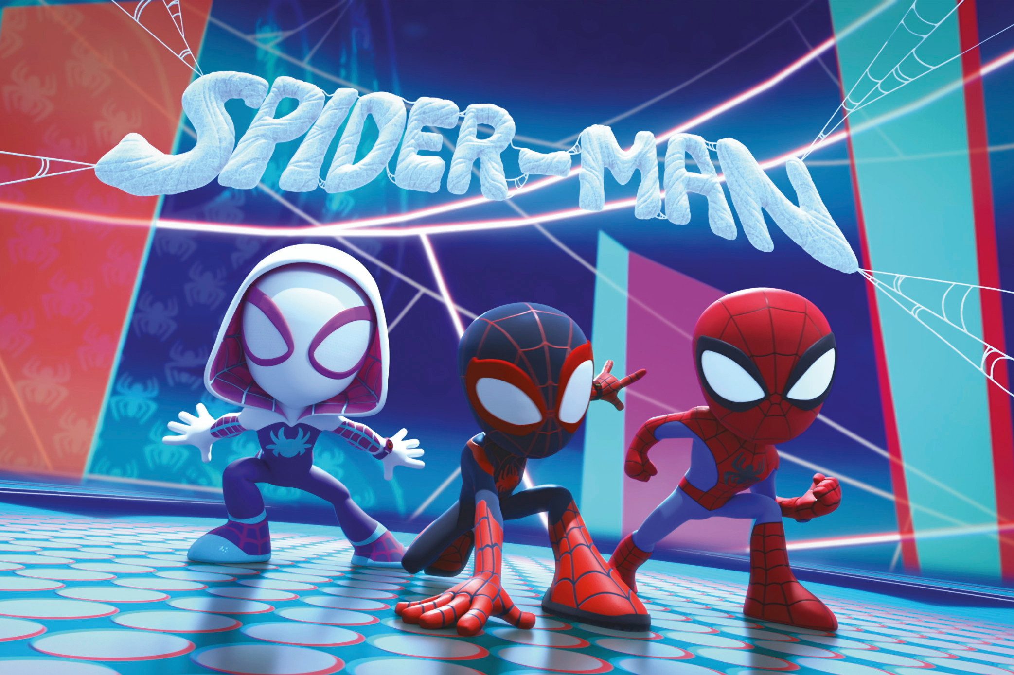 Komar Leinwandbild Spidey and His Amazing Friends Glowy Spideys - Größe 60 x 40 cm, Comic (1 St), Keilrahmenbild mit Echtholzrahmen, Kinderzimmer