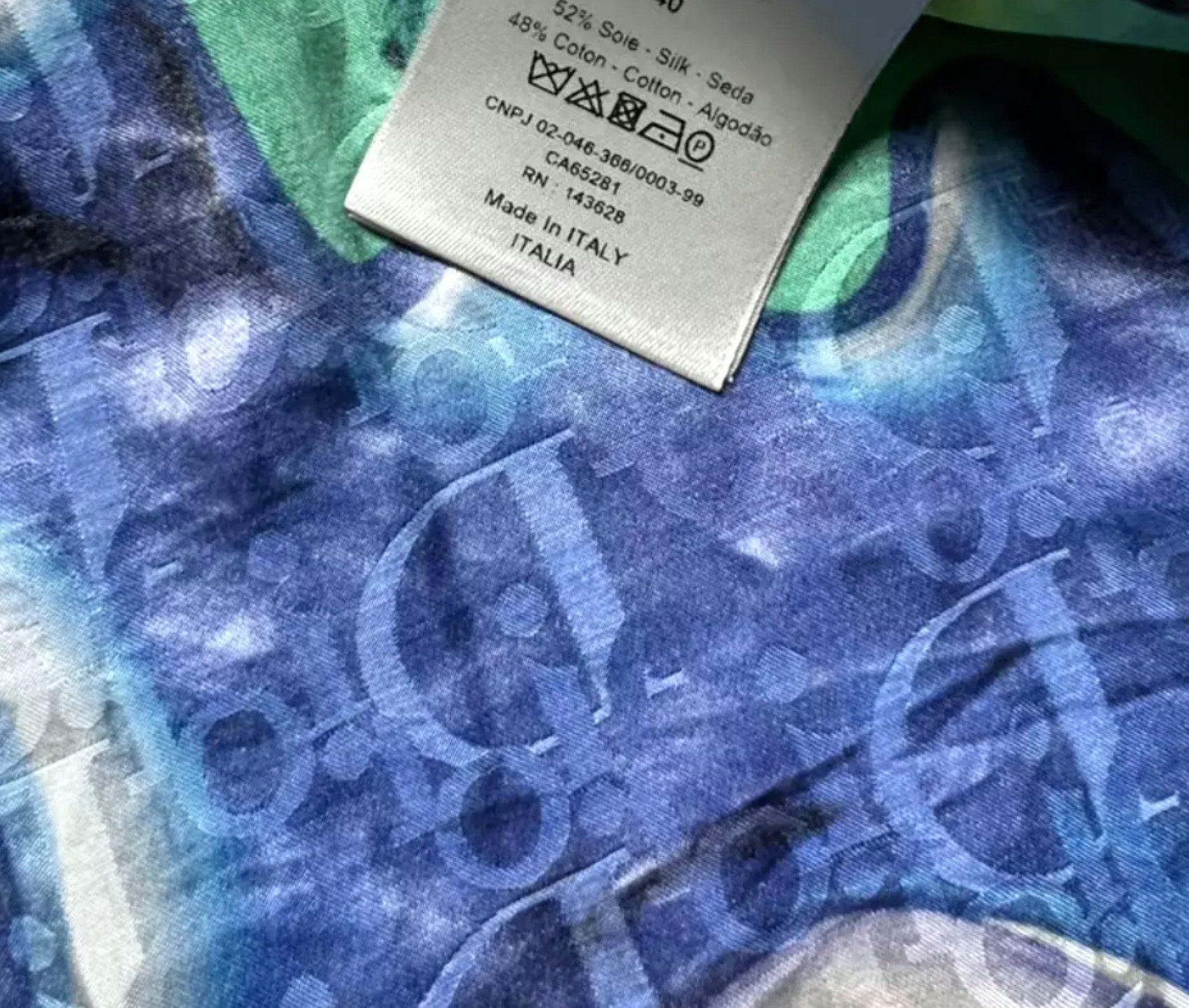 Dior Kurzarmhemd Homme Kenny Scharf Seiden Hemd mit Oblique-Muster Perlmuttknöpfe mit Dior-Signatur