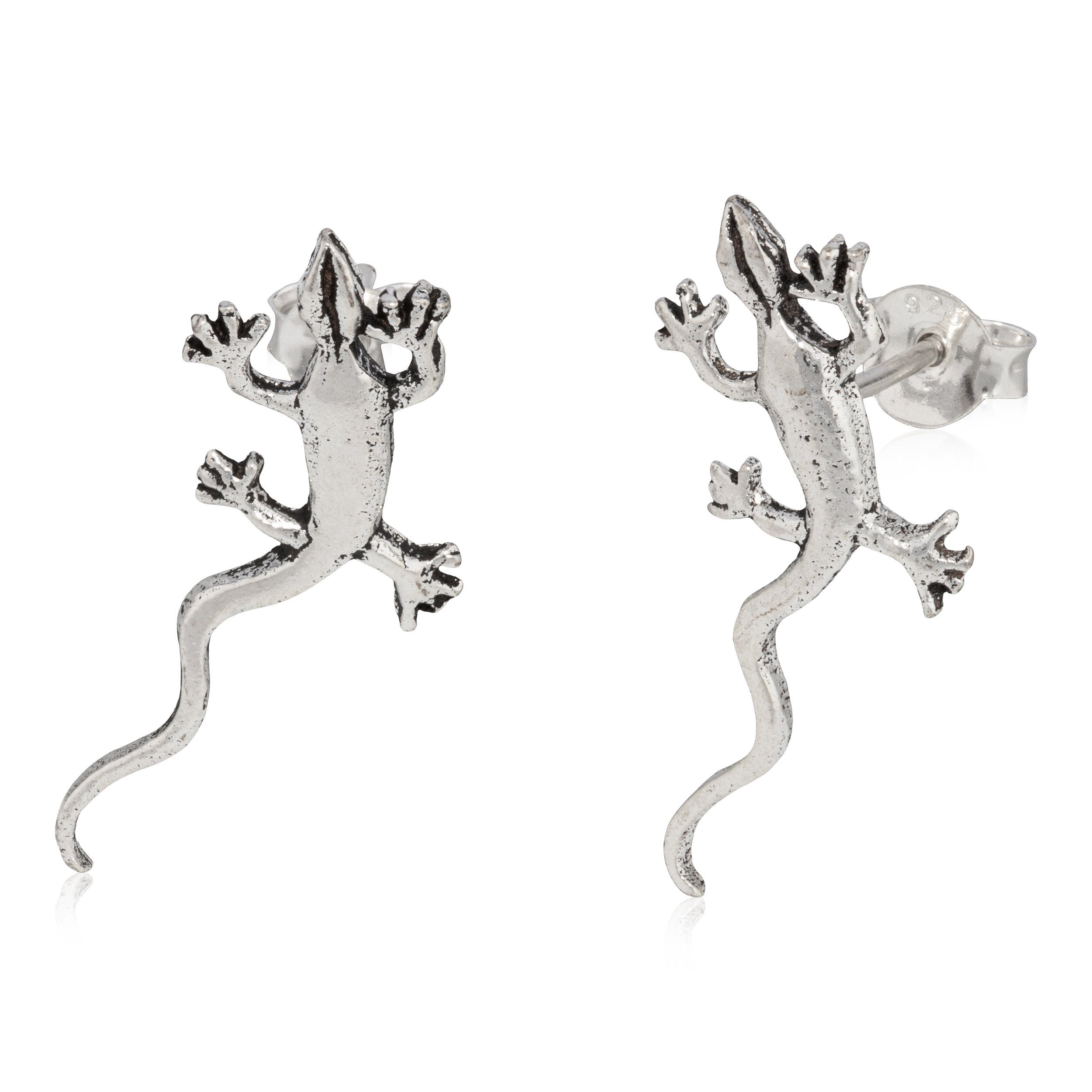 NKlaus Paar Ohrstecker Paar Gecko Ohrstecker Silber 925 Eidechse Salamand,  925 Sterling Silber