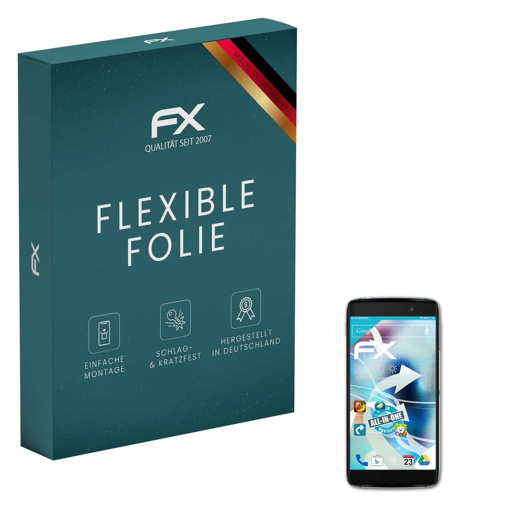 atFoliX Schutzfolie Displayschutzfolie für Alcatel One Touch Idol 4S, (3 Folien), Ultraklar und flexibel