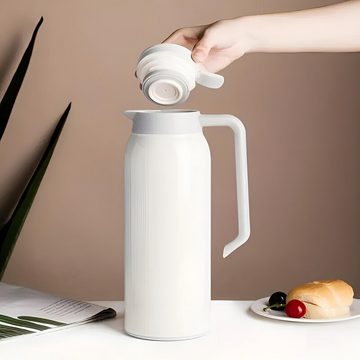 S&T Design Isolierkanne Thermoskanne Teekanne Kaffekanne, (1.5 Liter, 12h heiß 24h kalt), doppelwandig 304 Edelstahl Gehäuse Quick Press Verschluss