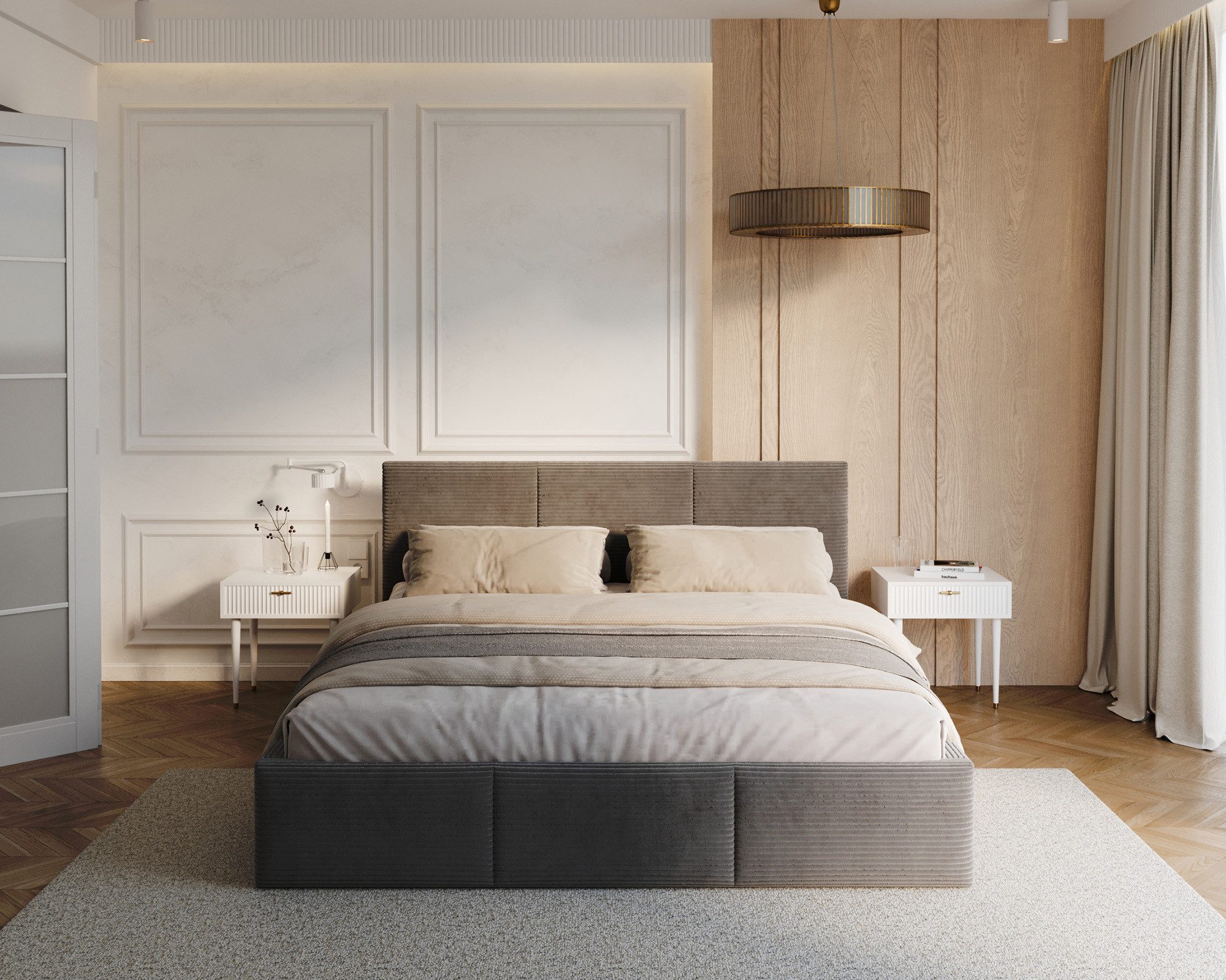 thematys Polsterbett mit Bettkasten & Lattenrost – Stauraumbett Cord 90x200–180x200 – (Optional mit 28 cm H3/H4 Taschenfederkern oder 23 cm Taschenfederkern-Matratze H2)