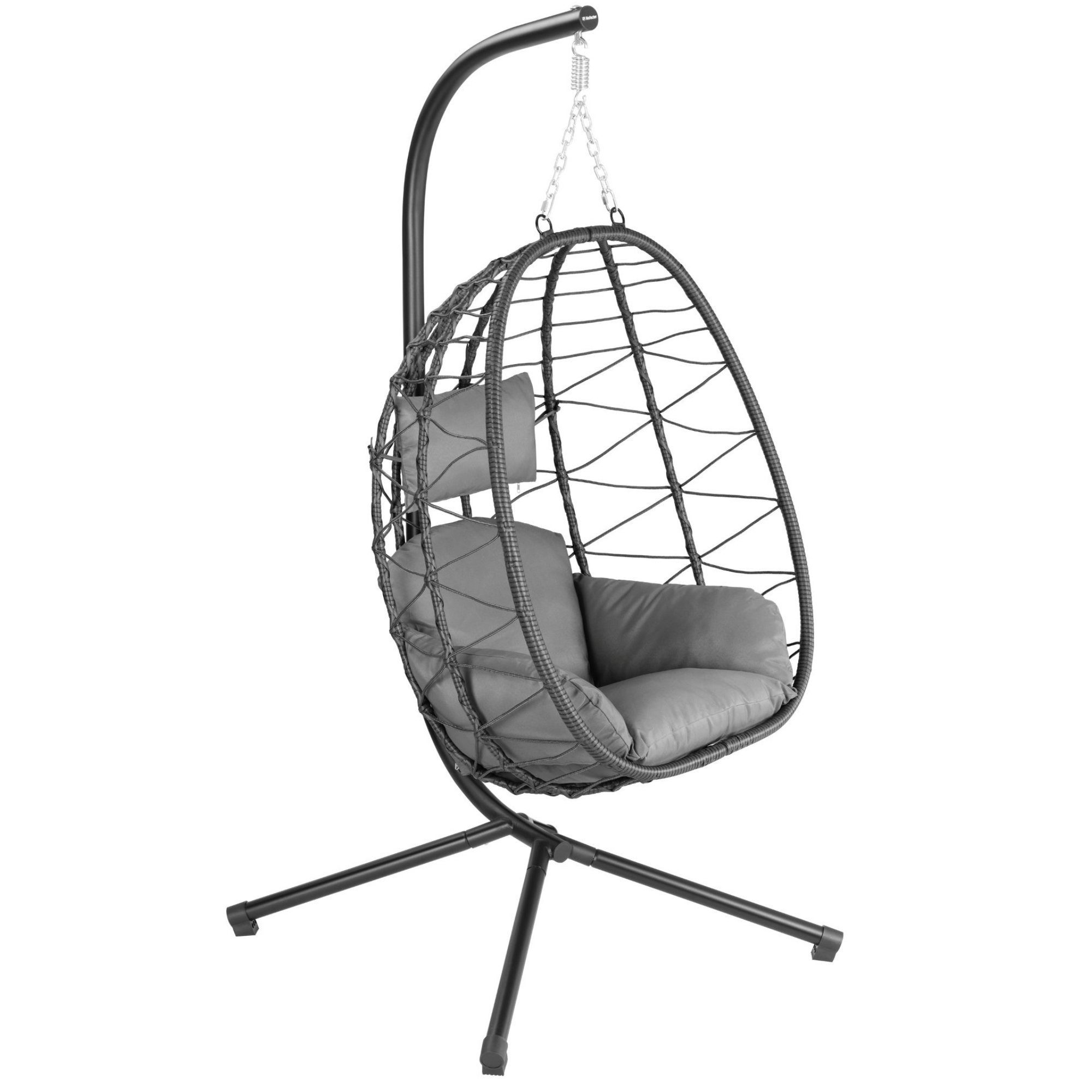 HinHocker Hängesessel mit Gestell, Anthrazit, Ergonomischer Sessel mit