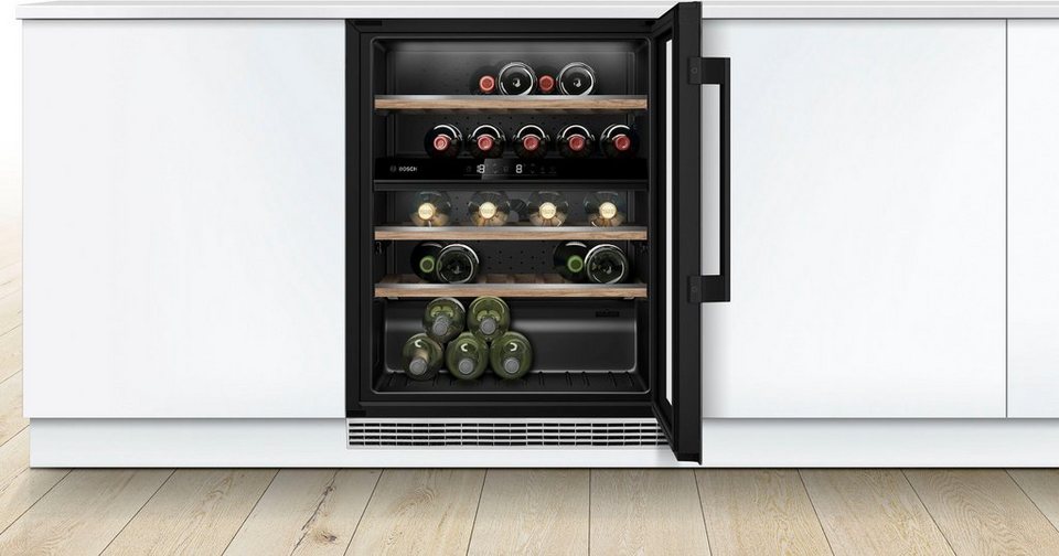 BOSCH Weinkühlschrank KUW21AHG0, für 44 Standardflaschen á 0,75l, Präzise  einstellbare Temperaturzonen zwisch 5° und 20°C
