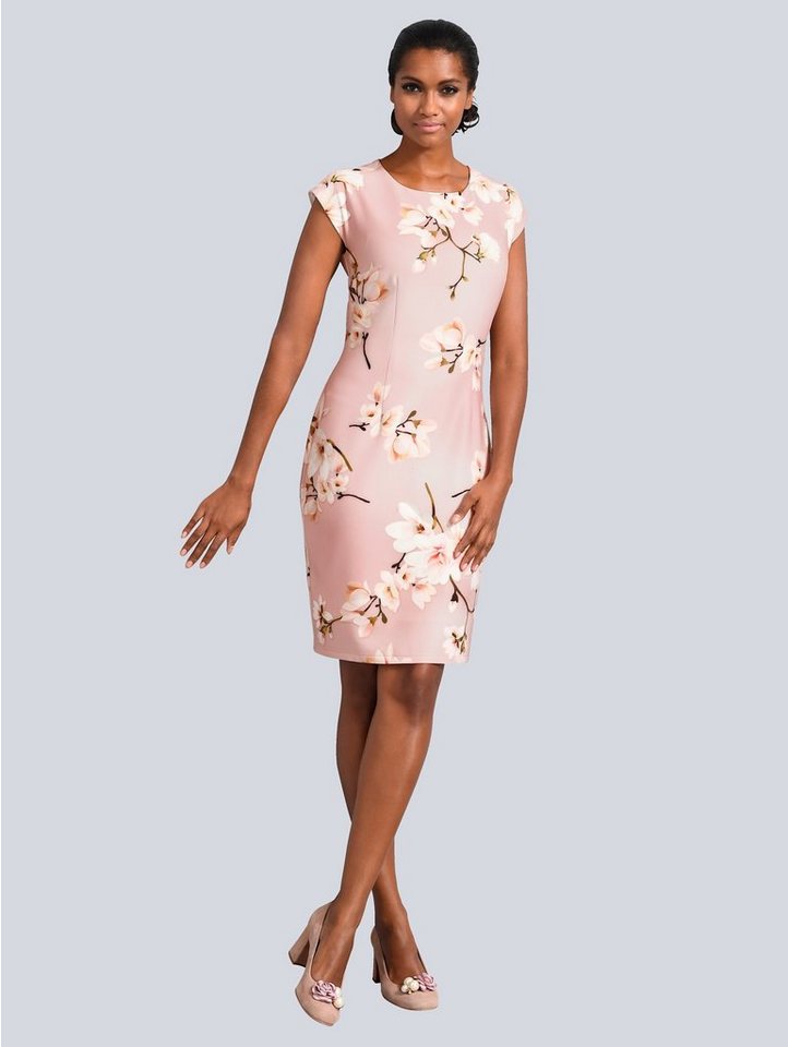Alba Moda Kleid allover im floralen Dessin in rosa