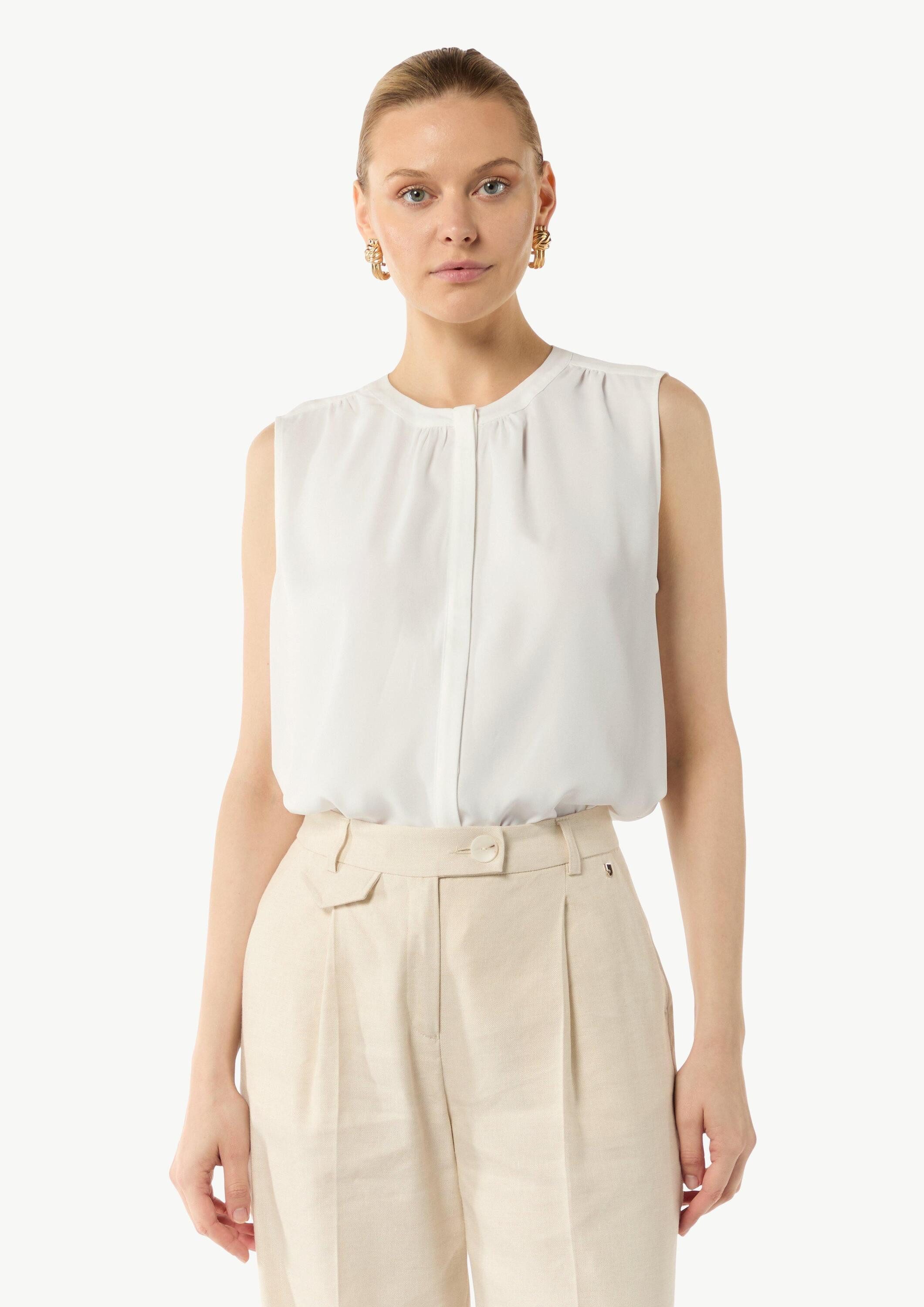 comma Blusentop Bluse Fließende Chiffonbluse mit Knopfleiste