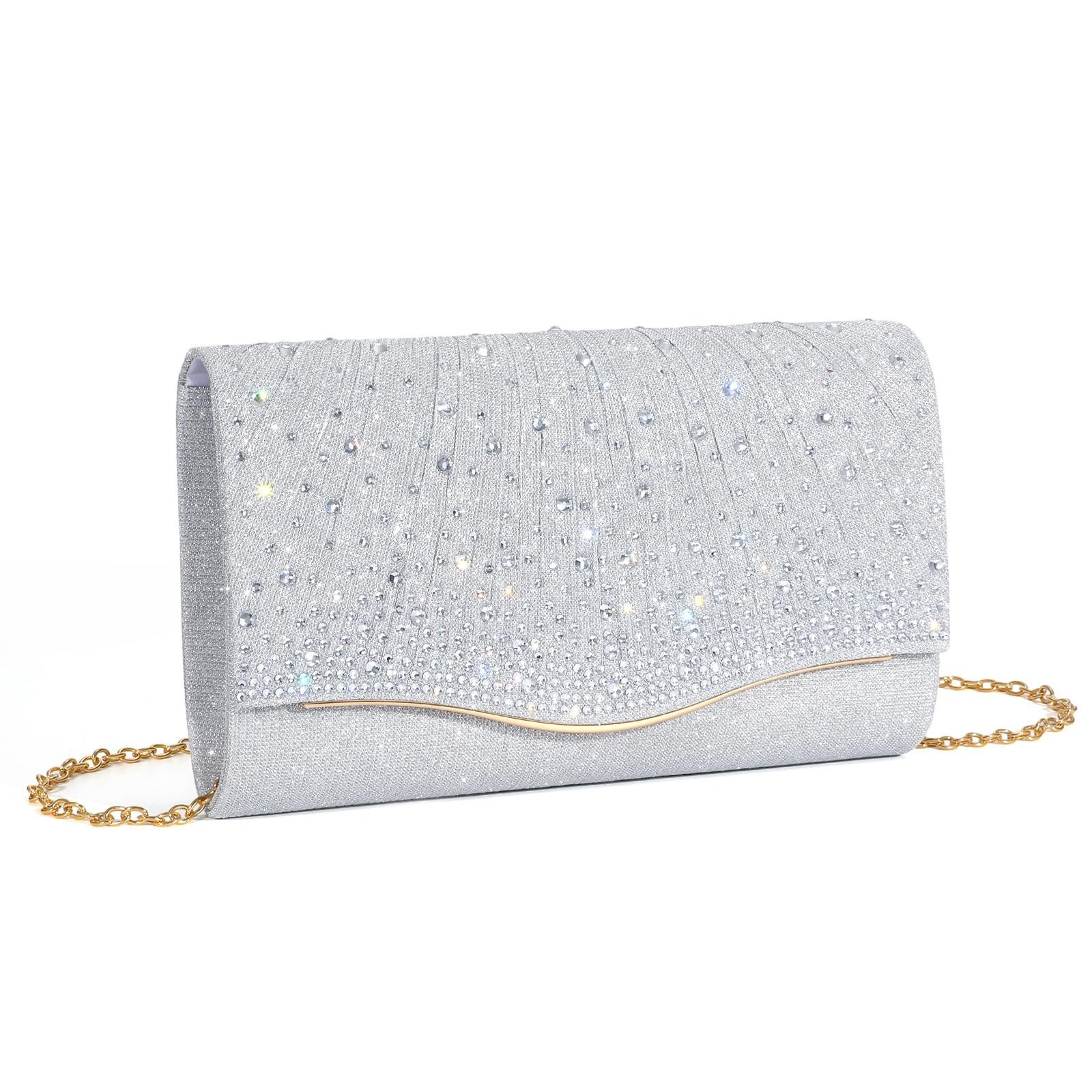 nsihing Abendtasche Damen-Abendtasche mit Strasssteinen, funkelnde Clutch, ideal für Hochzeiten, Partys und Bälle