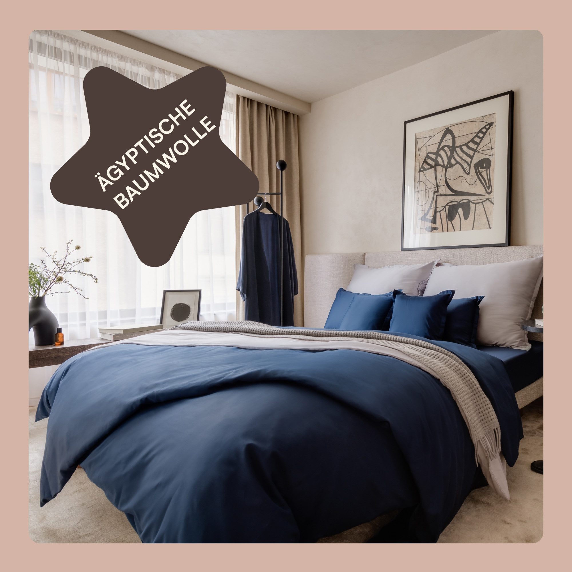Amqua Bettwäsche Luxus Mako Satin, 100% ägyptische Baumwolle Premium Bettwäsche-Set, Oeko-Tex zertifiziert, weich & atmungsaktiv, mit Reißverschluss, Bettbezug