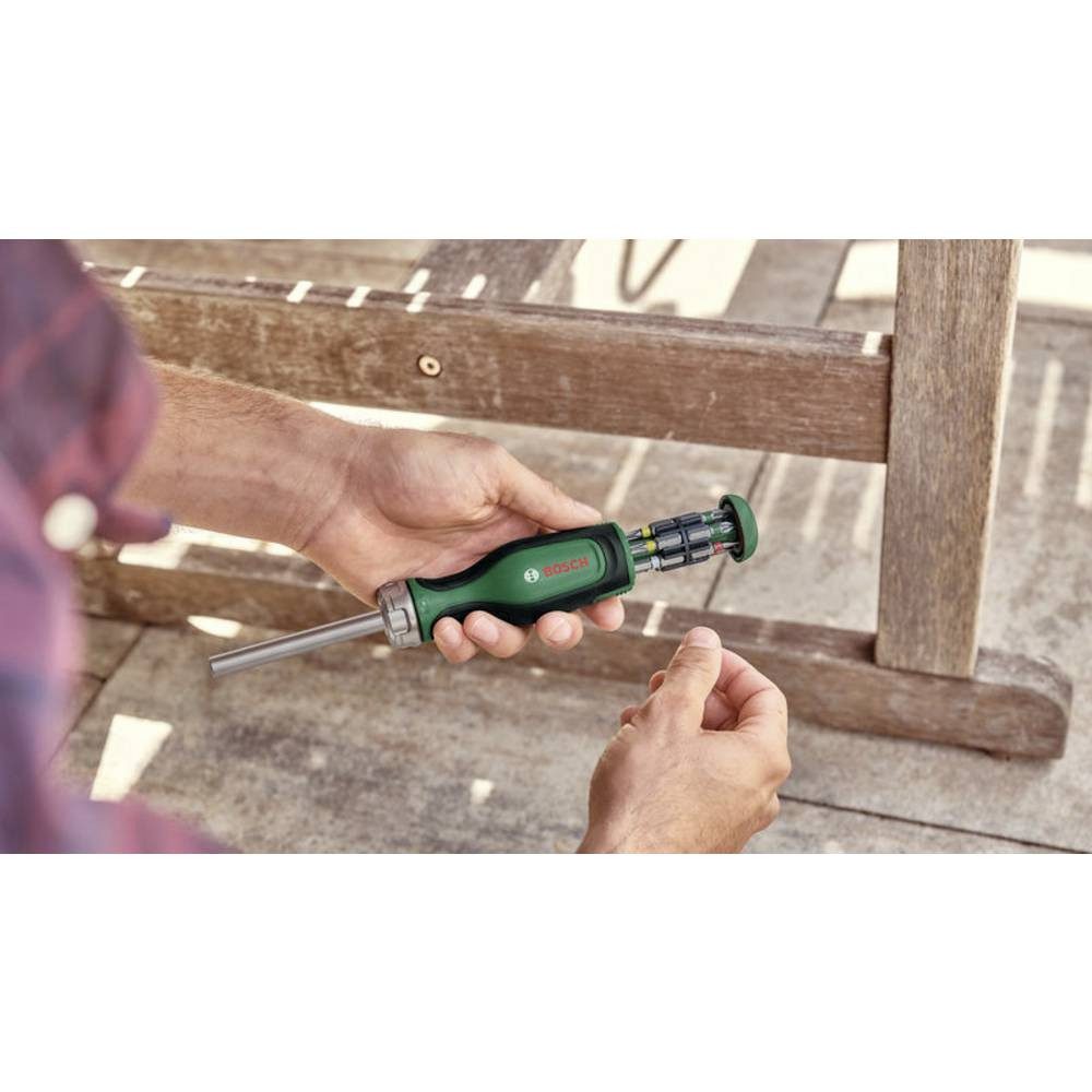 Bosch Home & Garden Bit-Schraubendreher Handwerkzeuge Bit-Ratschenschraubendreher mit 12 Bits 1600A032V0 – Bild 2 von 4