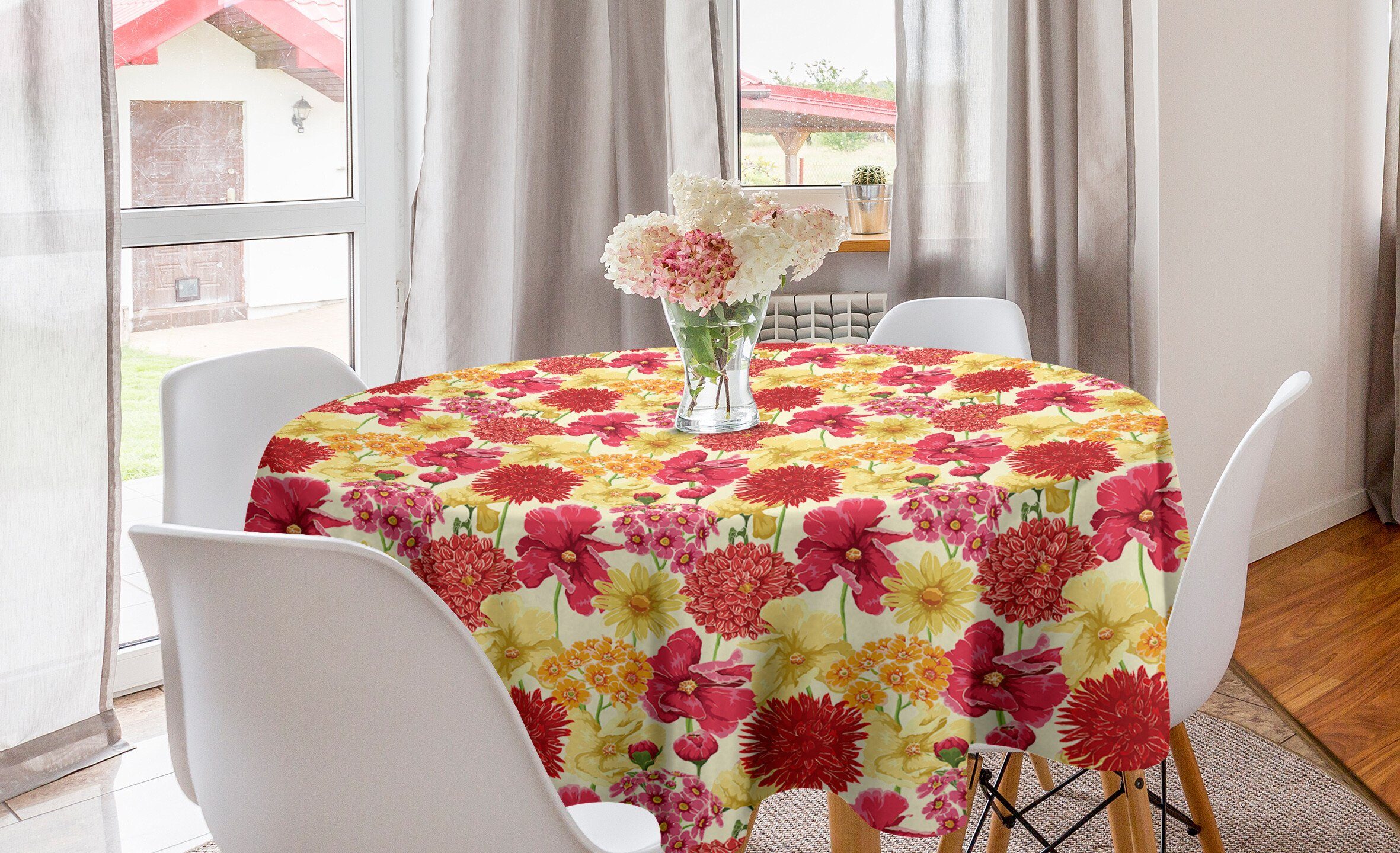 Esszimmer Dekoration, Aquarell für Tischdecke Tischdecke Küche Abdeckung Blumen Bunt Kreis Abakuhaus