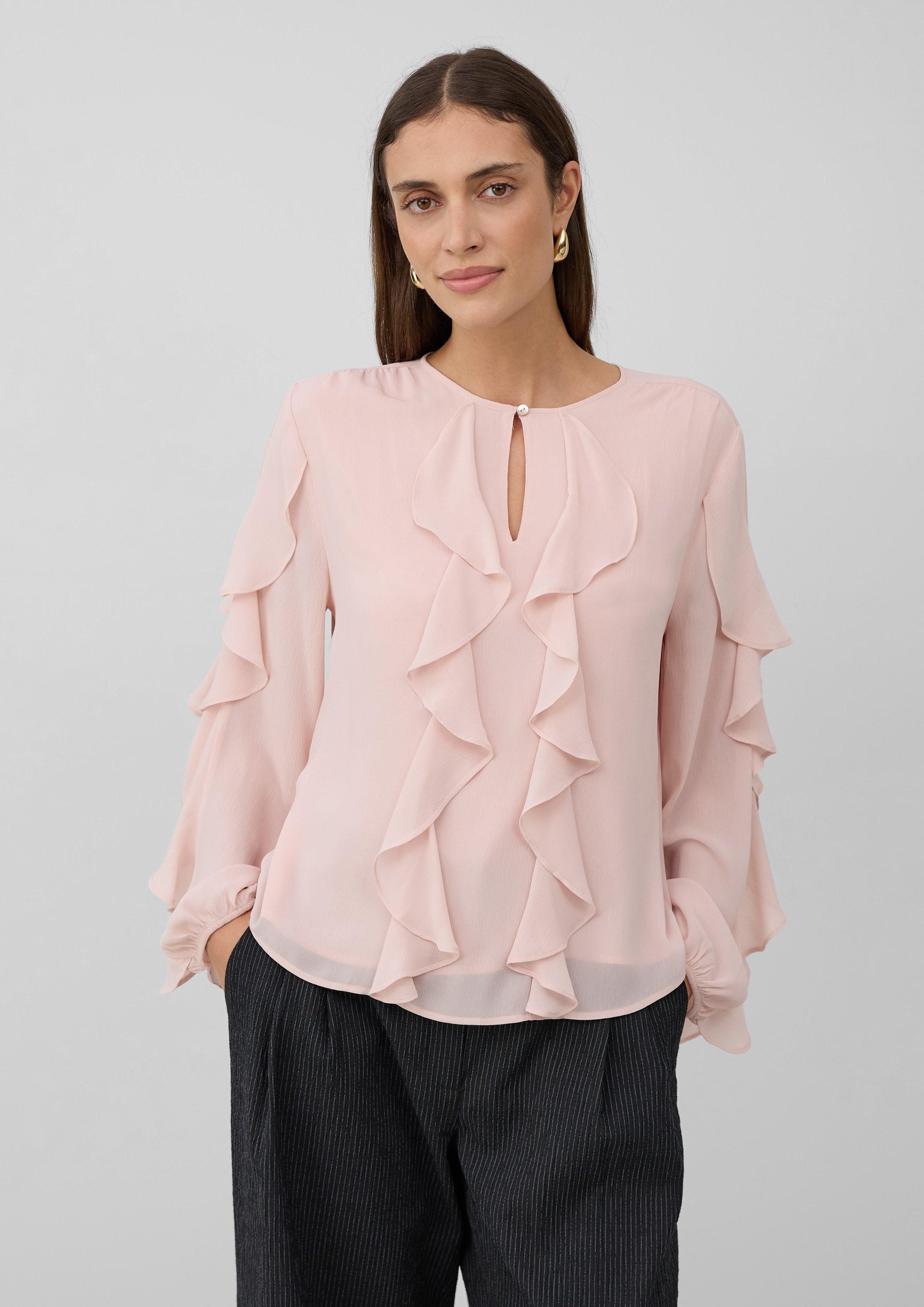 s.Oliver BLACK LABEL Langarmbluse Leichte Volant-Bluse günstig online kaufen