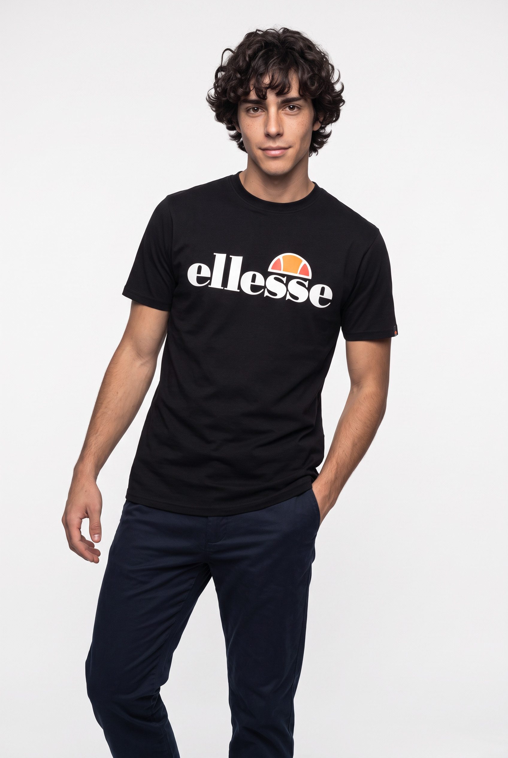 Ellesse T-Shirt SL PRADO TEE mit Logodruck, Kurzarm, schmale Basic-Passform, hüftlange Schnittform