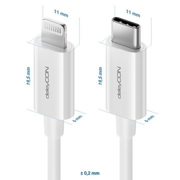 deleyCON deleyCON 0,15m USB-C auf Lightning Schnellladekabel MFi Zertifiziert USB-Kabel