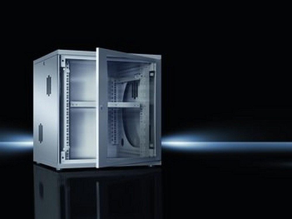 RITTAL Netzwerkschrank, Stahl 600 mm 9HE vorne 482,6mm IP0 pulverbeschichtet m. Festrahmen