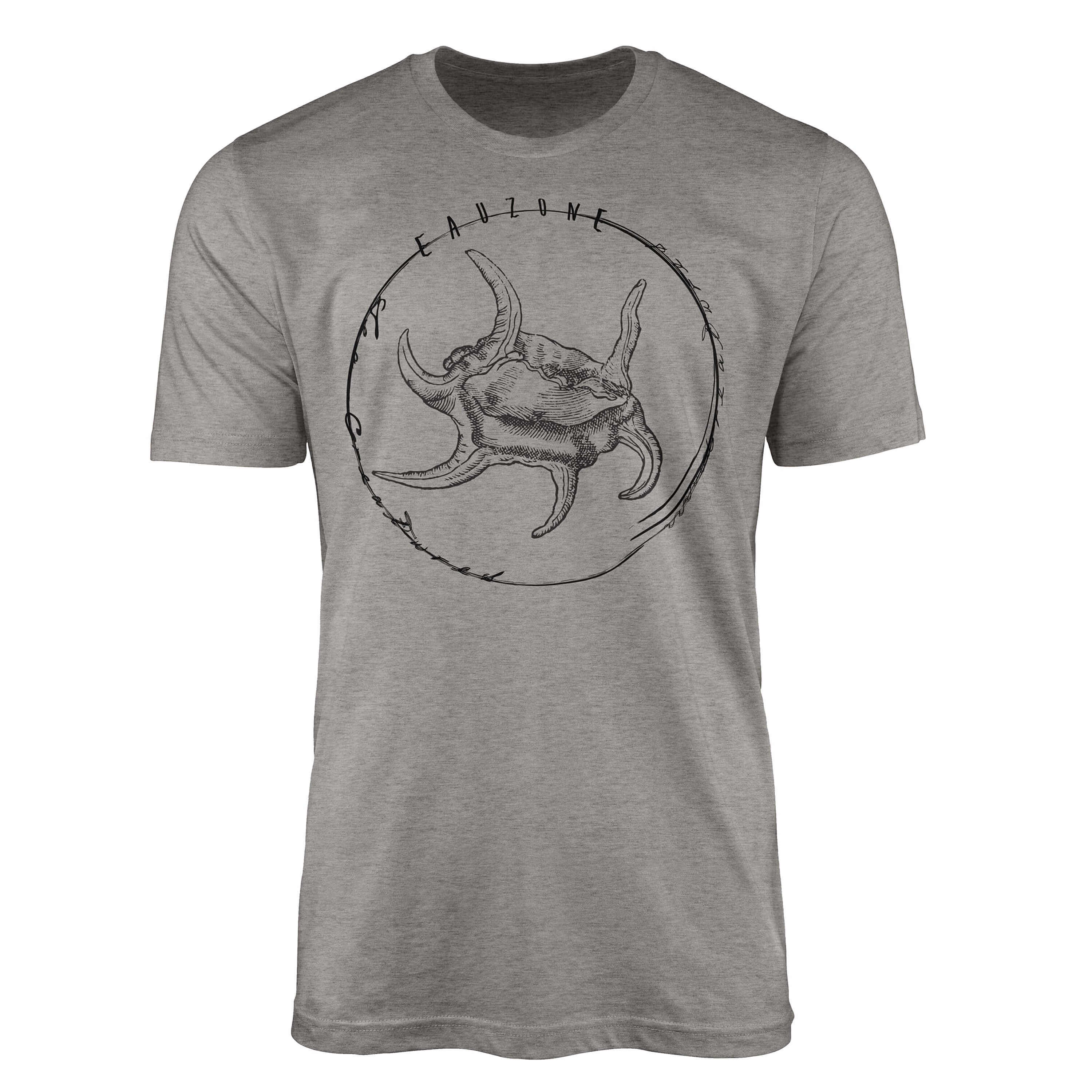 Sinus Art T-Shirt T-Shirt Tiefsee Fische - Serie: Sea Creatures, feine Struktur und sportlicher Schnitt / Sea 050 Ash