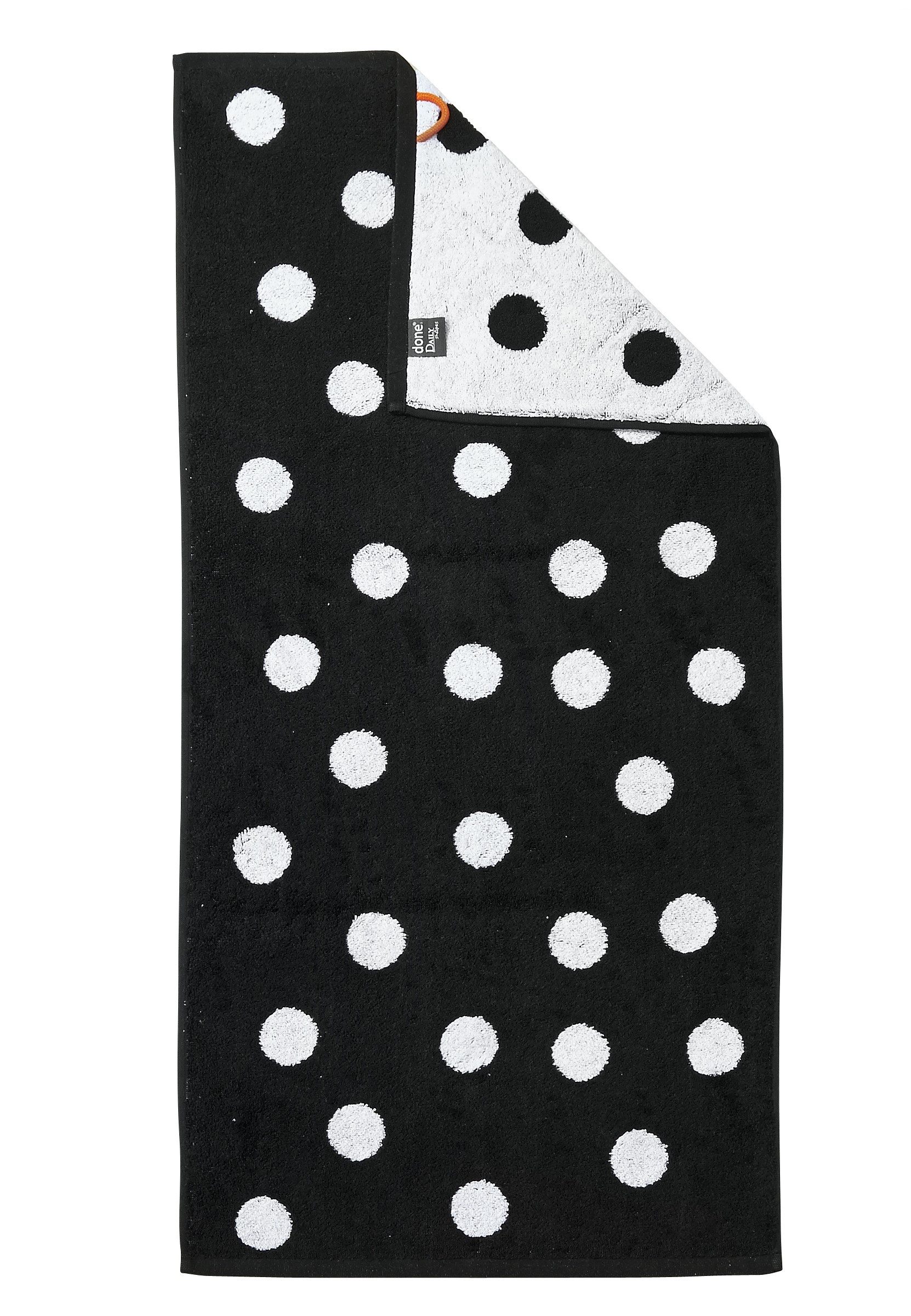 done.® the orange difference Handtuch Daily Shapes Dots ca. 50 x 100 cm Schwarz Weiß, Baumwolle (1 Stück, 1-St), Jaquardgewebt, Design: Punkte 500gr/m²