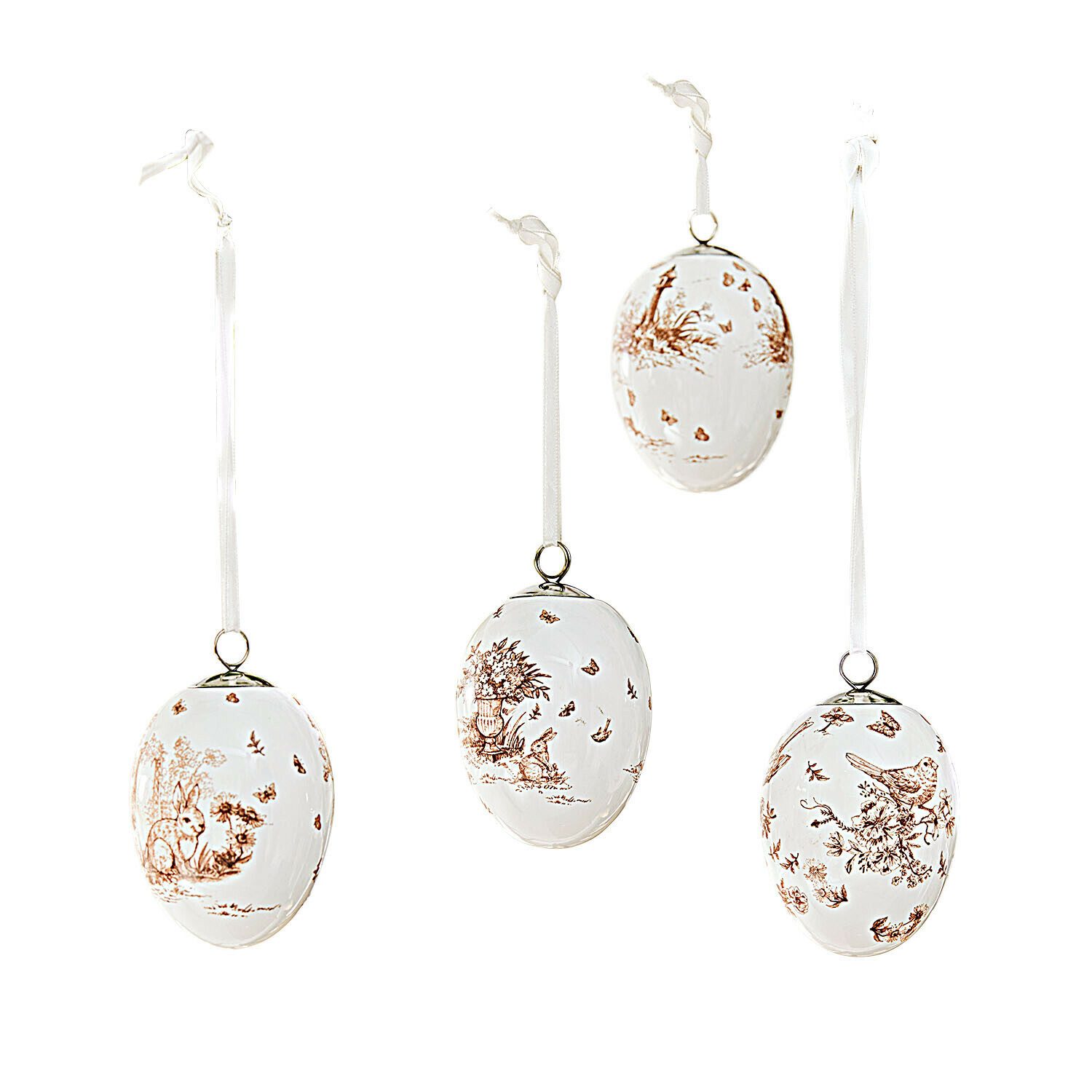 Mirabeau Osterei Anhänger 4er Set Seravoux weiß/braun